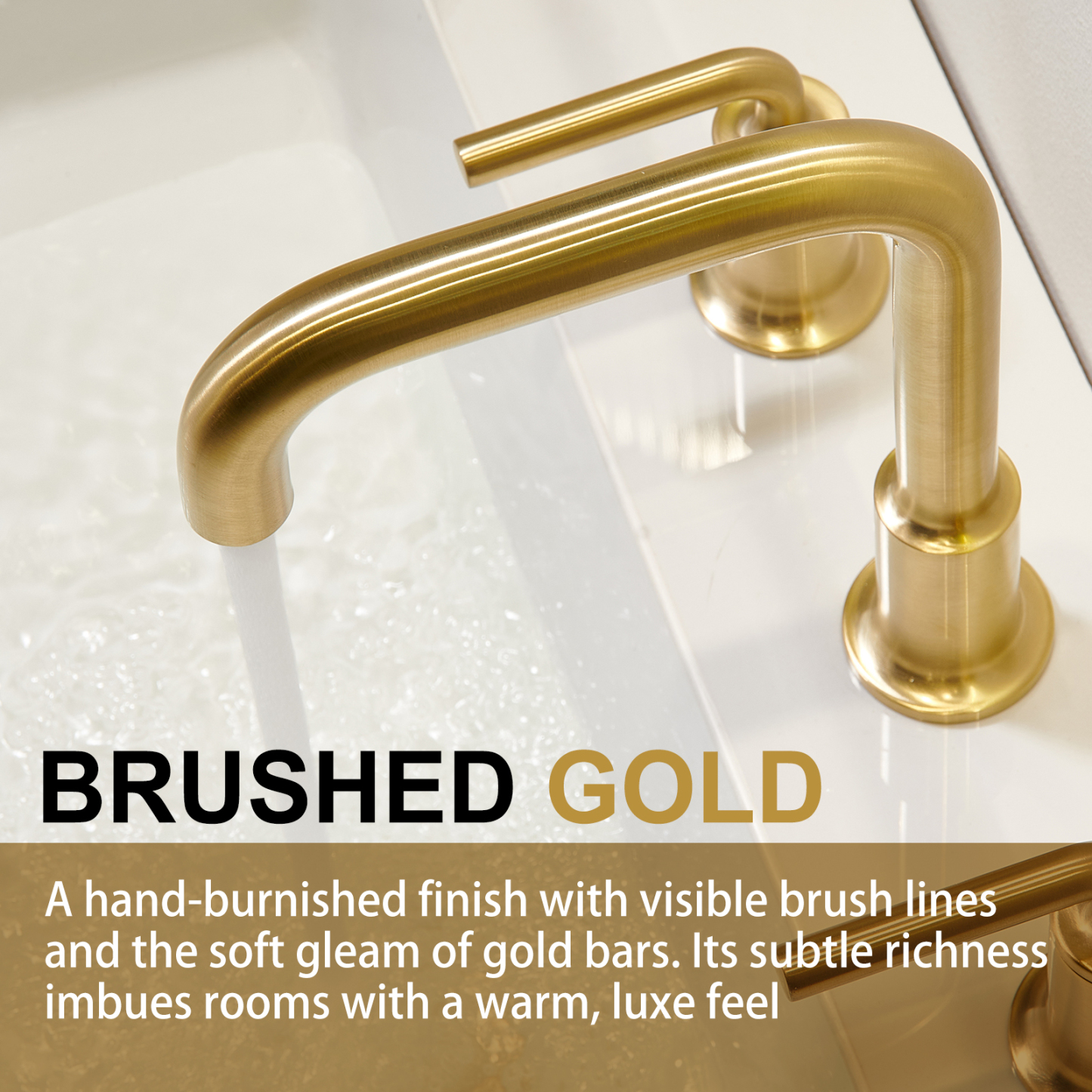 3 Hole Bathroom Faucet with Drain Assembly, Brushed Gold, BF503, Lava Odoro