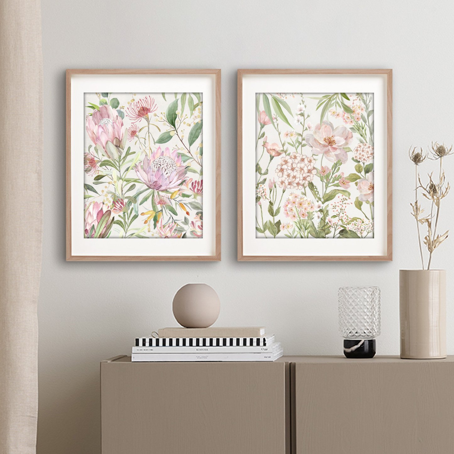 Spring Pink Hydrangea Framed On Canvas 2 Pieces Print - Lava Odoro-LAVA ODORO