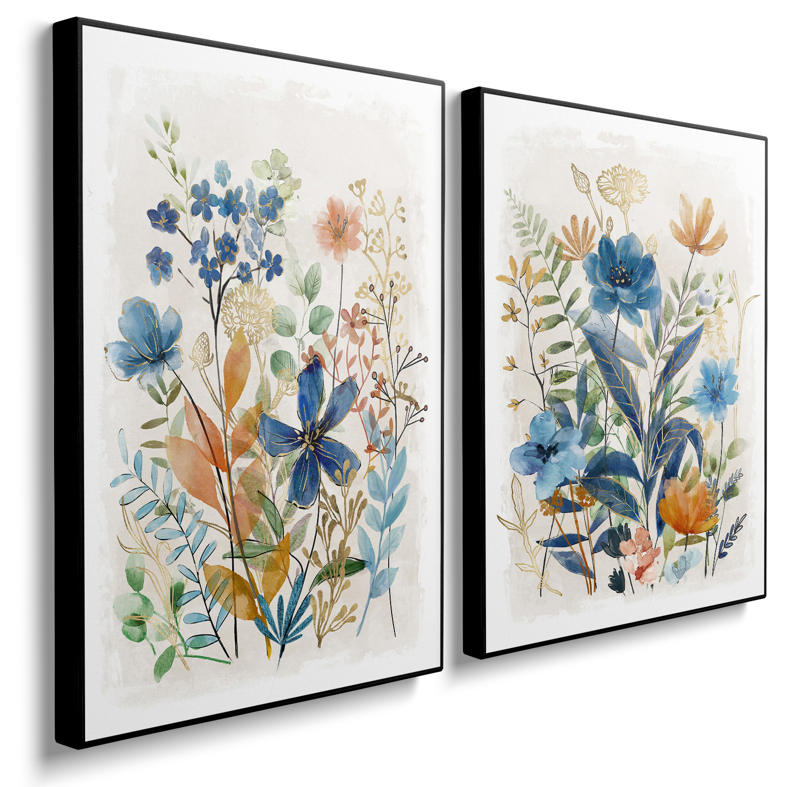 Blooming Bluebonnets and Weeds Framed On Canvas 2-Piece - Lava Odoro-LAVA ODORO