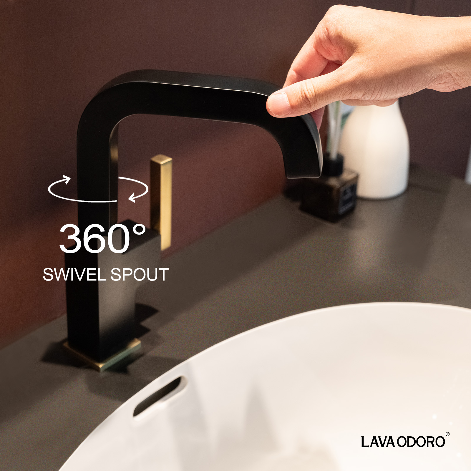 Brass Single Handle Bathroom Faucet with 360° Swivel Spout BF204 - Lava Odoro-LAVA ODORO