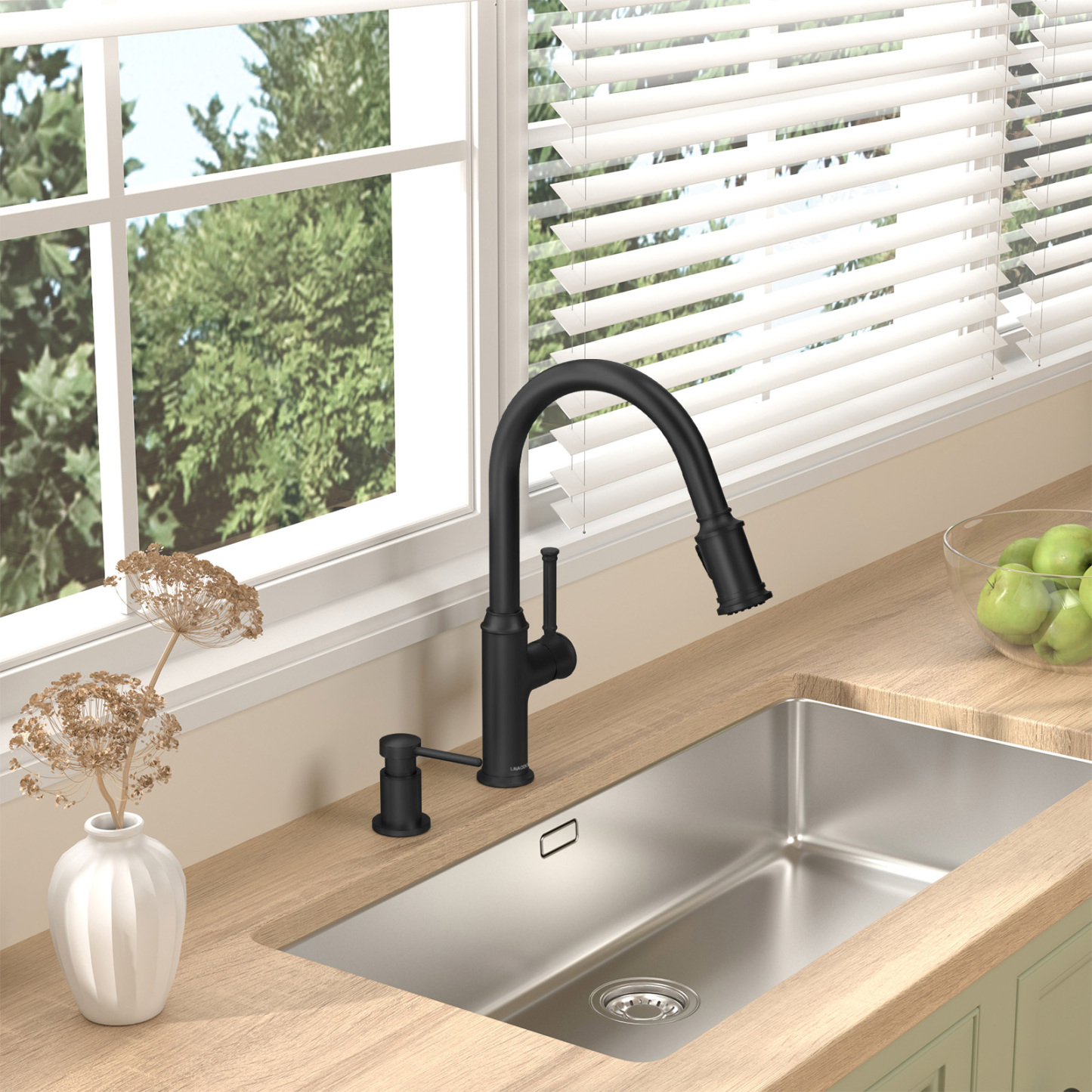 Soap Dispenser for Kitchen Sink, Matte Black, 18 Oz. - Lava Odoro