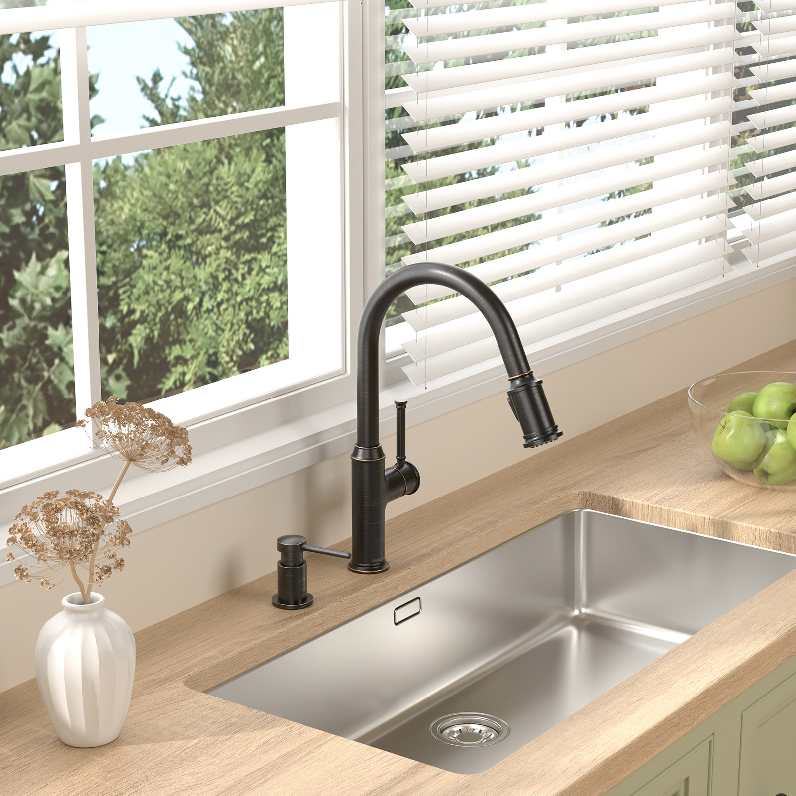 Kitchen Faucet with Soap Dispenser, Oil Rubbed Bronze, Lava Odoro