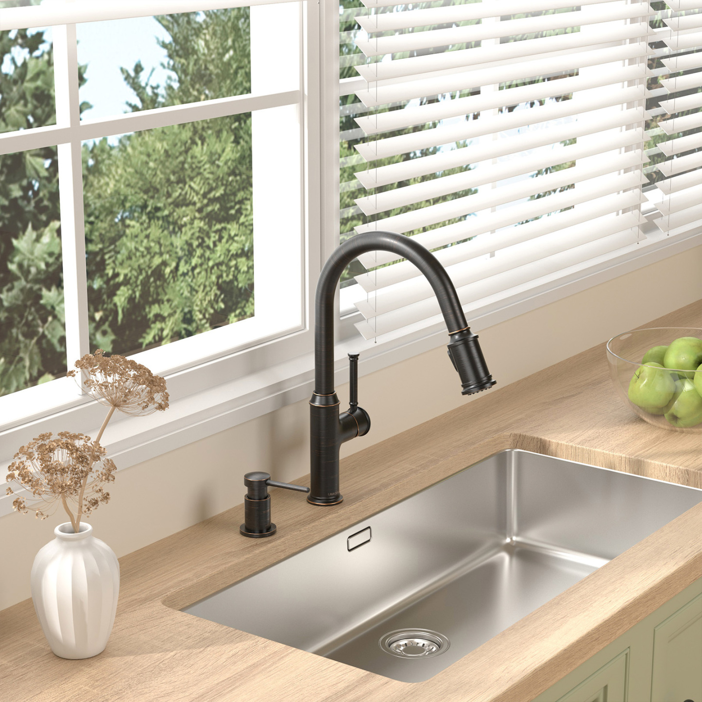 Soap Dispenser for Kitchen Sink, Oil Rubbed Bronze, 18 Oz. Lava Odoro