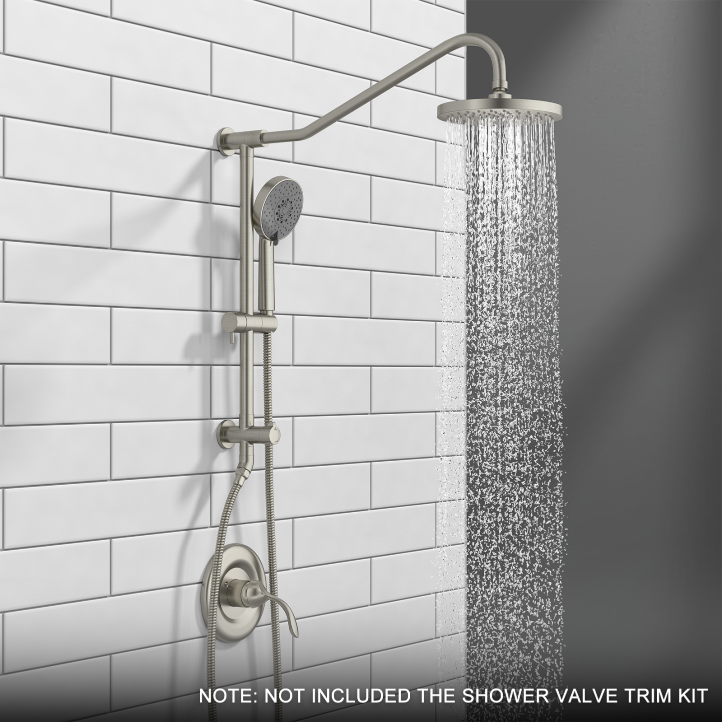 16.5-inch 5-Function Retrofit Shower System with Rain Showerhead, Brushed Nickel, SF101-BN, Lava Odoro