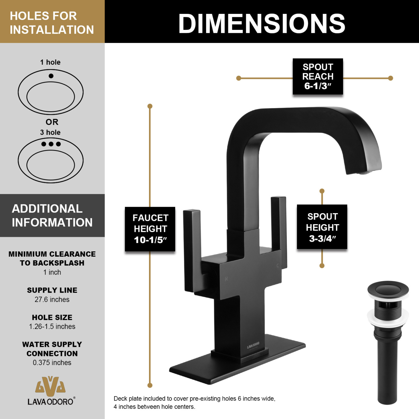 Bathroom Faucet Single Hole Two Handle Bathroom Sink Faucet High Arc Swivel BF705 I Lava Odoro -LAVA ODORO
