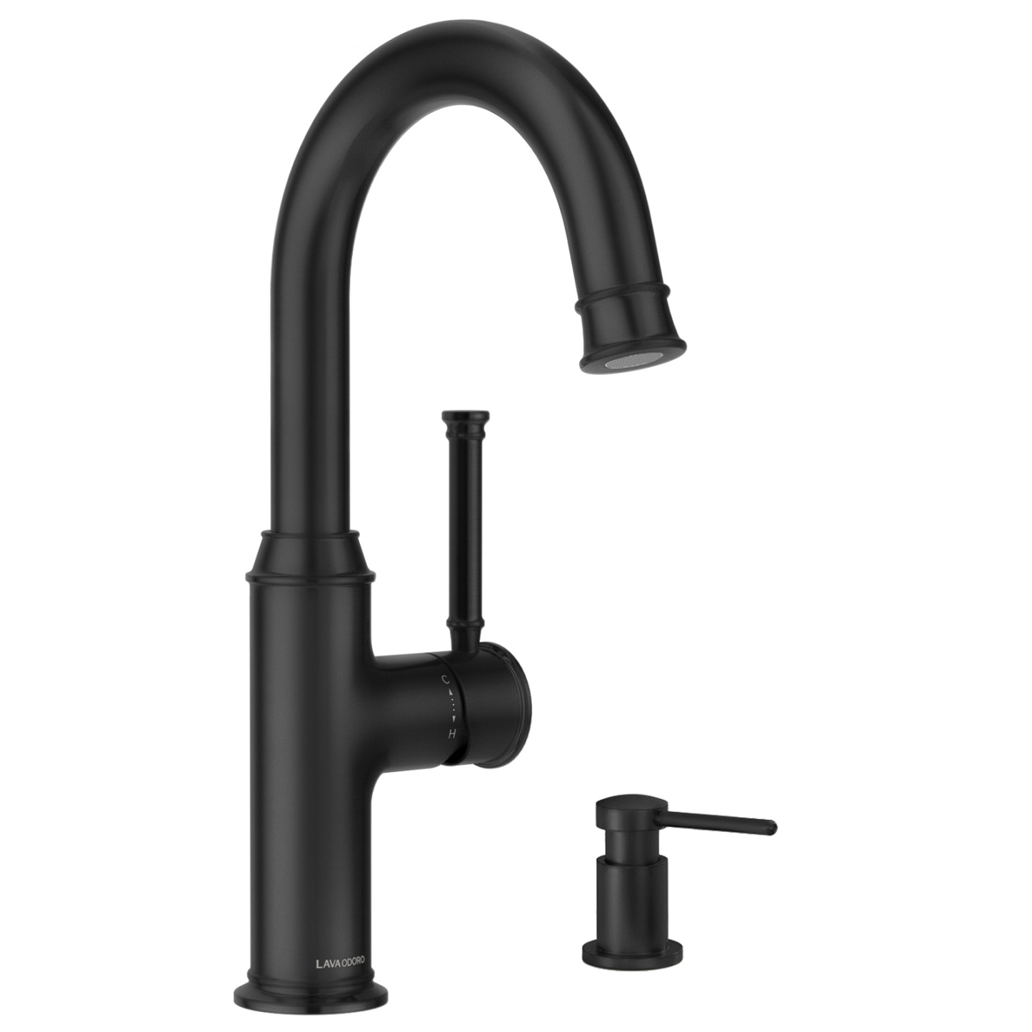 Bar Sink Faucet with Soap Dispenser, Matte Black, Lava Odoro
