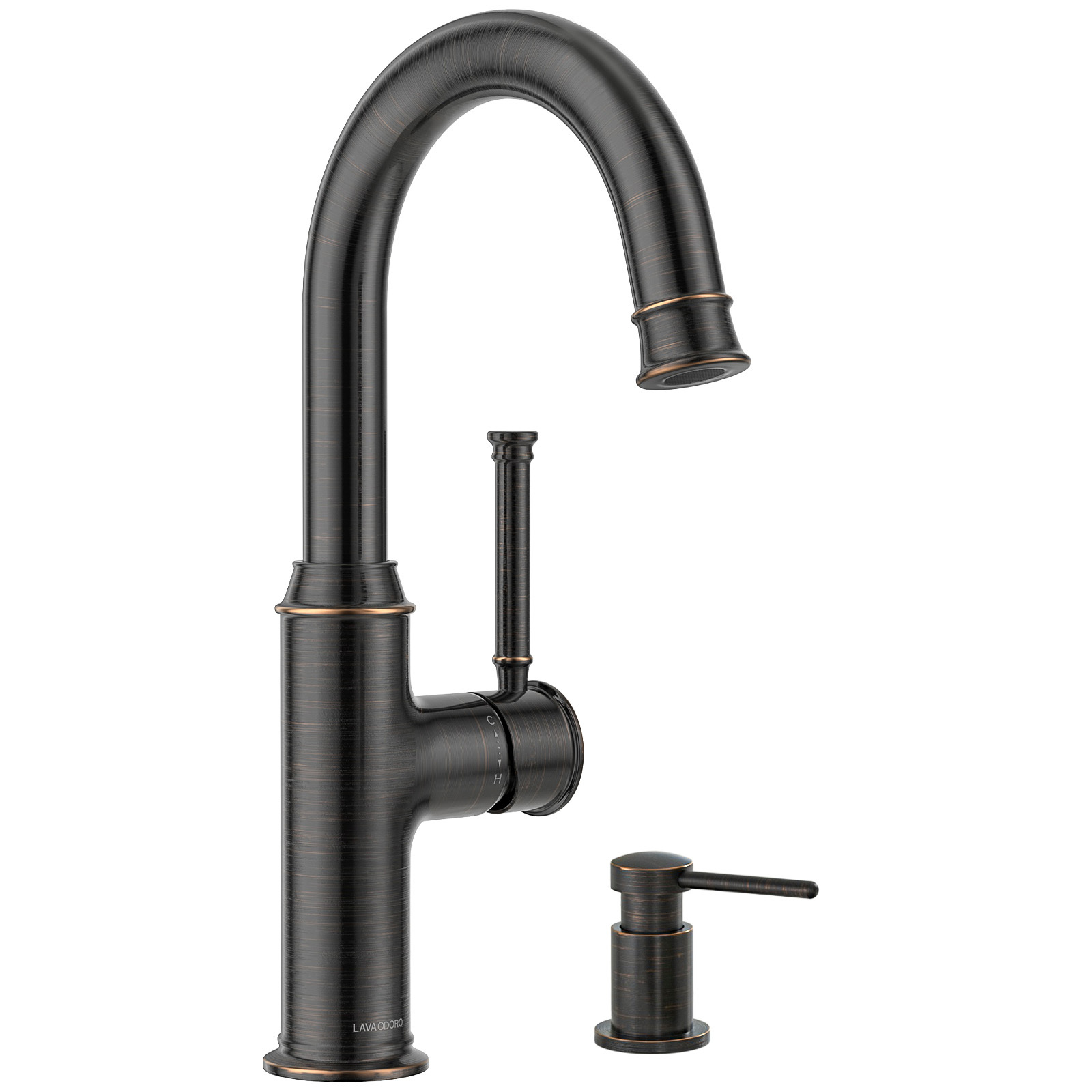 Bar Sink Faucet with Soap Dispenser, Oil Rubbed Bronze, Lava Odoro