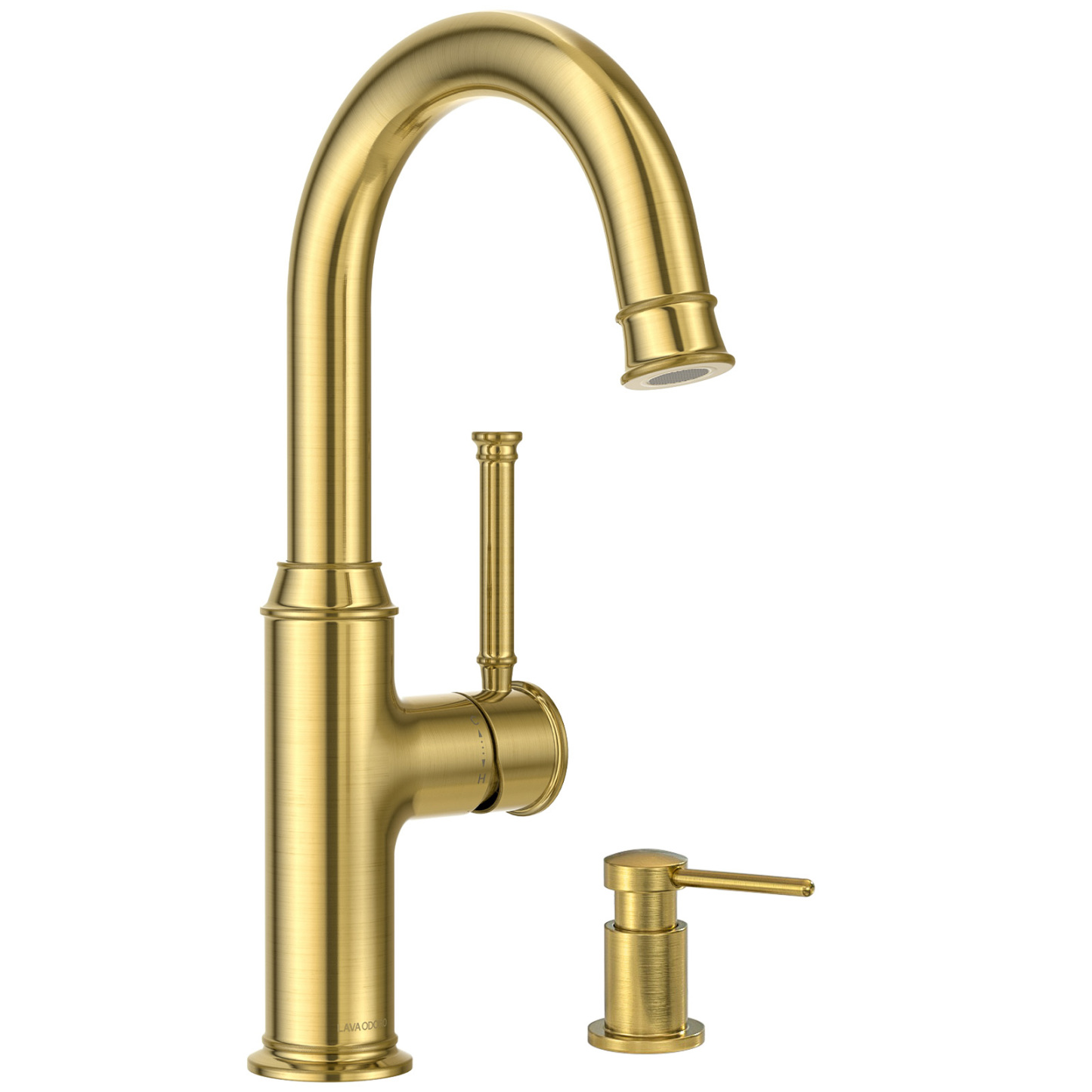 Bar Sink Faucet with Soap Dispenser, Brushed Gold, Lava Odoro