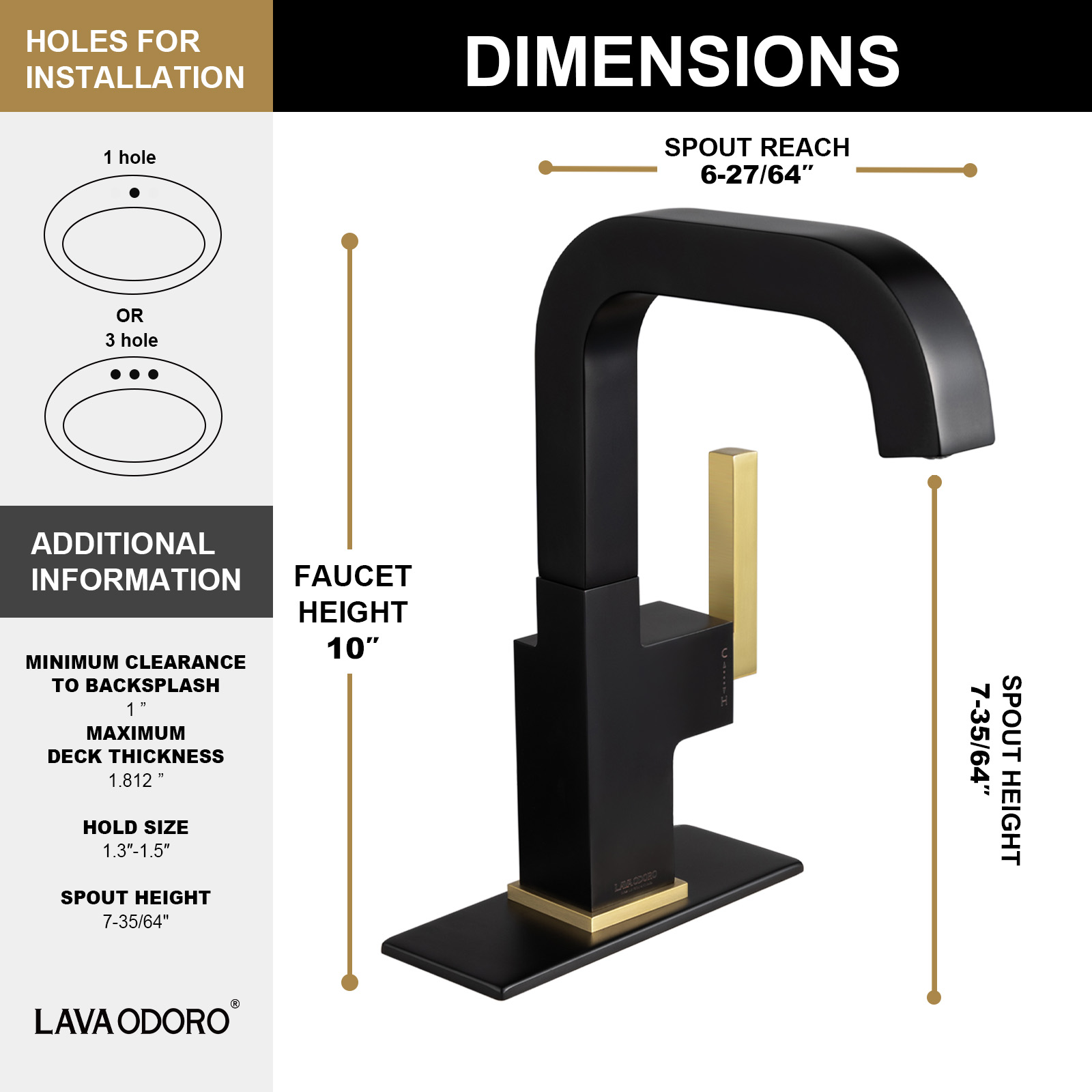 Brass Single Handle Bathroom Faucet with 360° Swivel Spout BF204 - Lava Odoro-LAVA ODORO