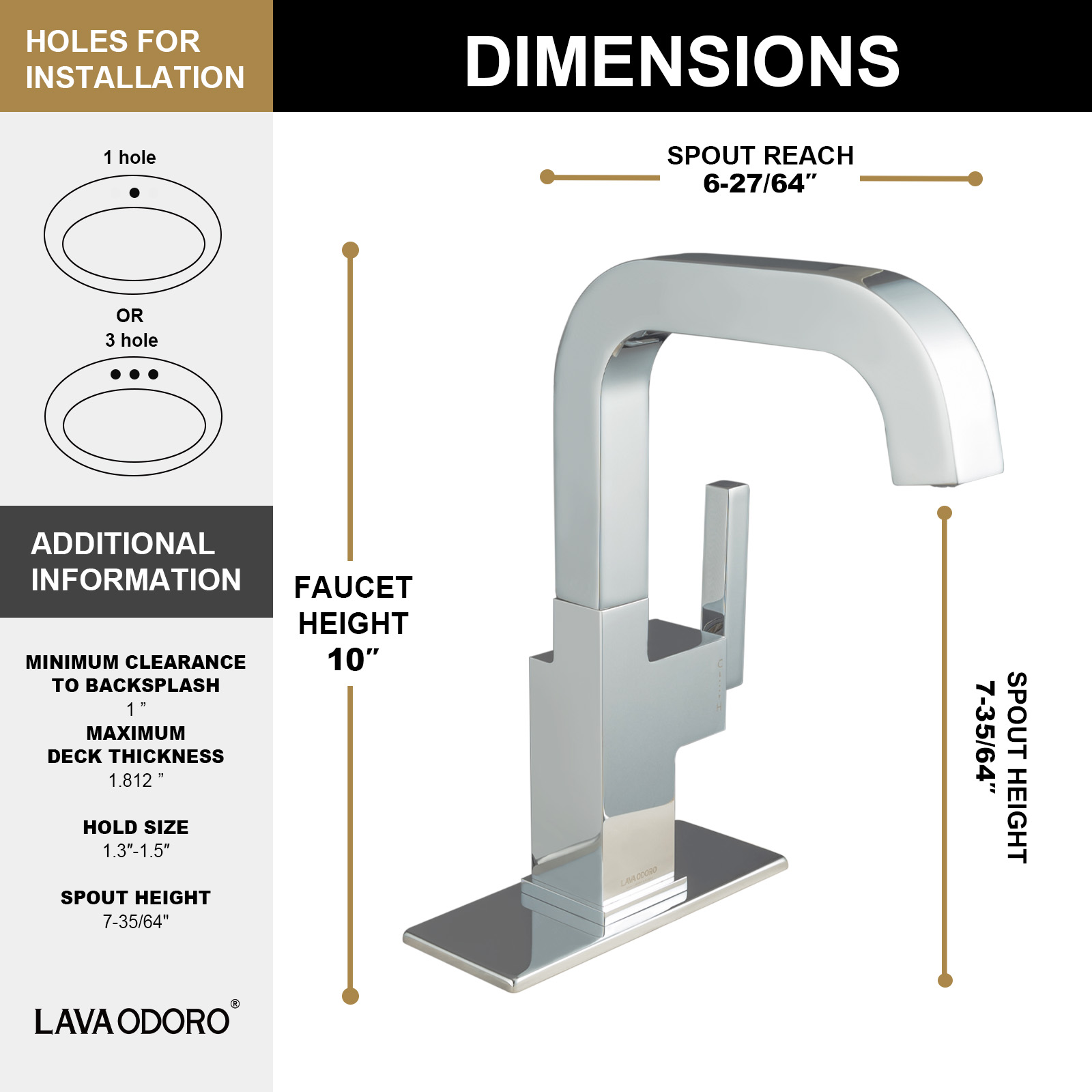 Brass Single Handle Bathroom Faucet with 360° Swivel Spout BF204 - Lava Odoro-LAVA ODORO