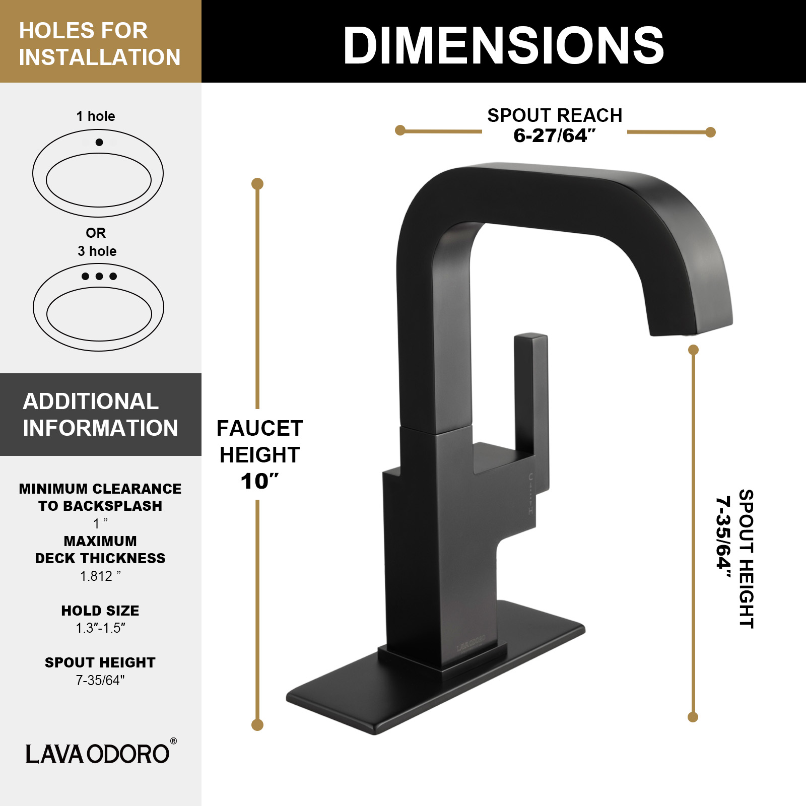Brass Single Handle Bathroom Faucet with 360° Swivel Spout BF204 - Lava Odoro-LAVA ODORO