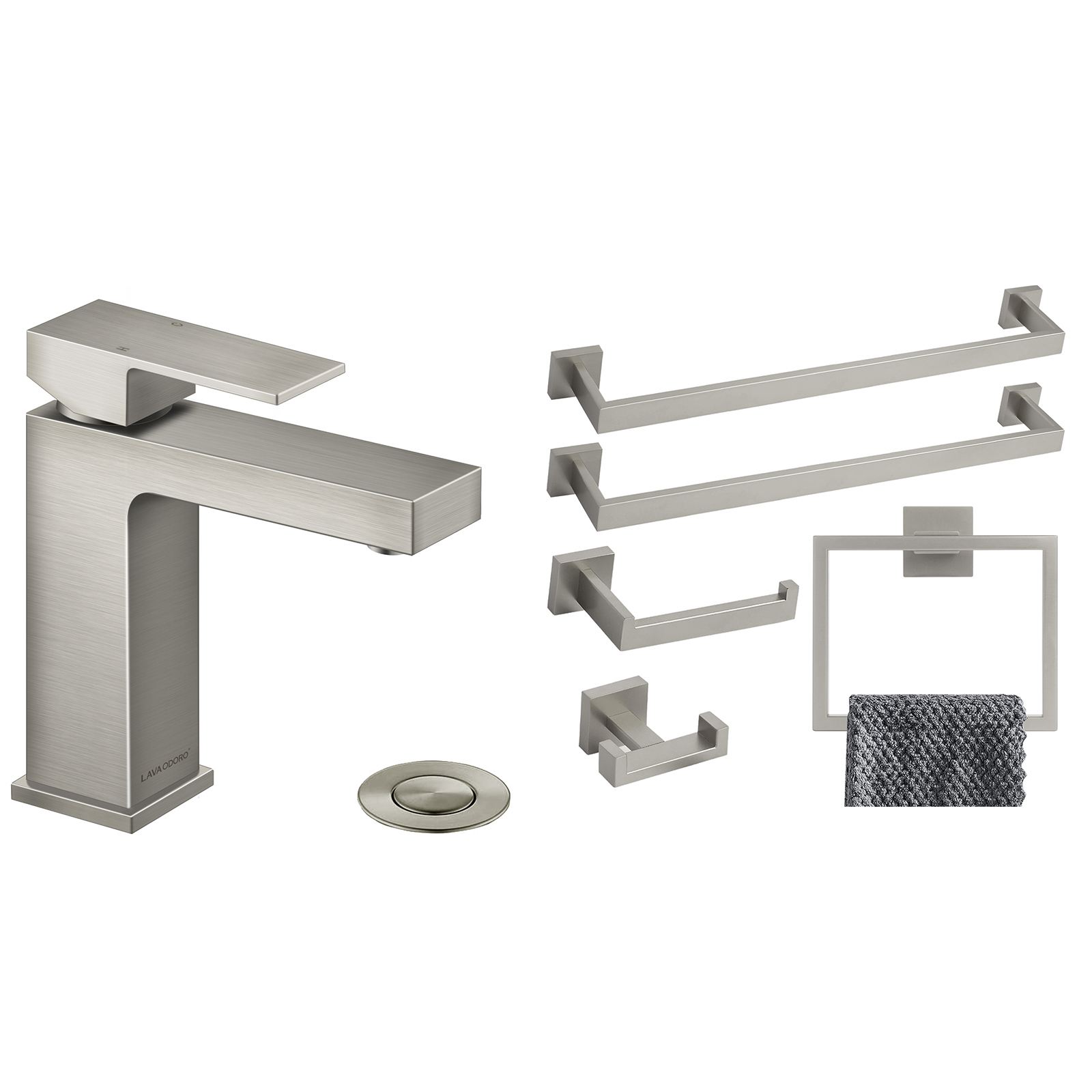 Square Bathroom Faucet and Accessories Set - Lava Odoro-LAVA ODORO