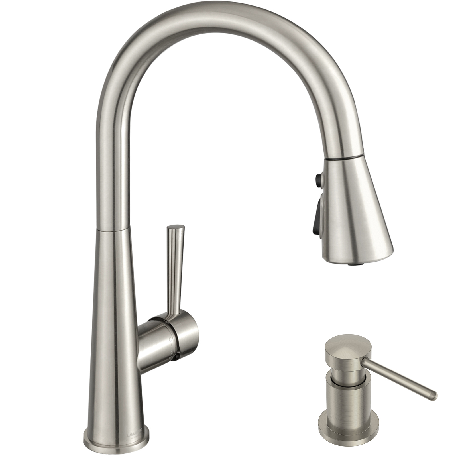 Kitchen Faucet with Soap Dispenser, Brushed Nickel, Lava Odoro