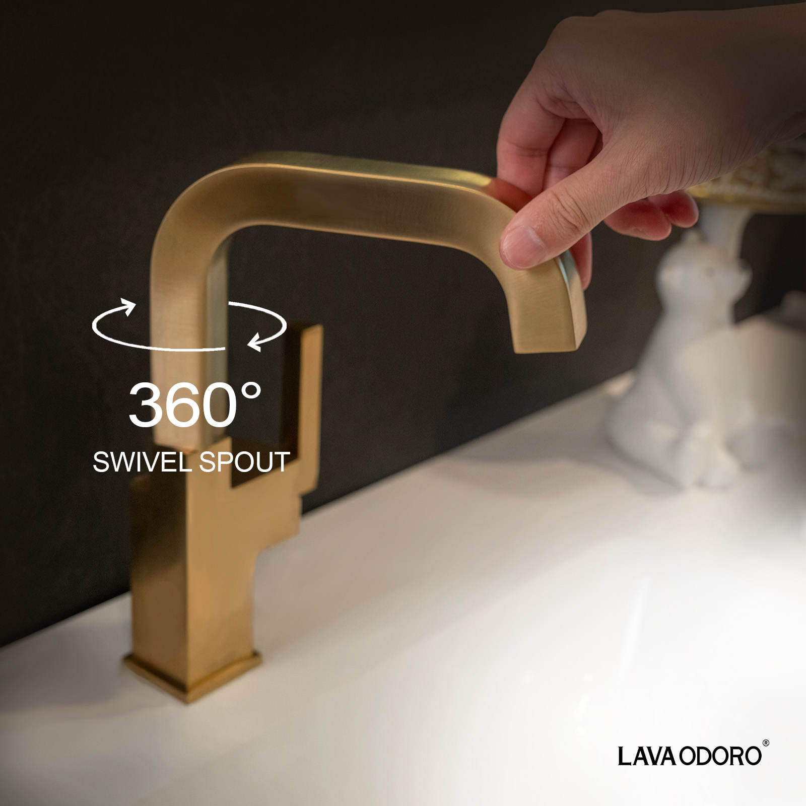Brass Single Handle Bathroom Faucet with 360° Swivel Spout BF204 - Lava Odoro-LAVA ODORO