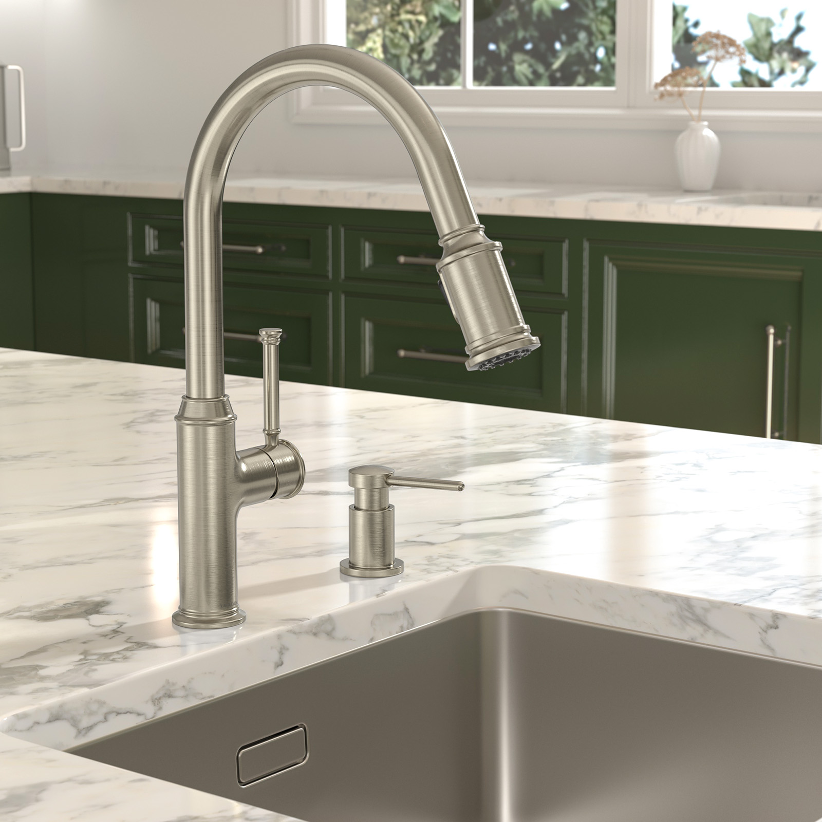 Soap Dispenser for Kitchen Sink, Brushed Nickel, 18 Oz. - Lava Odoro