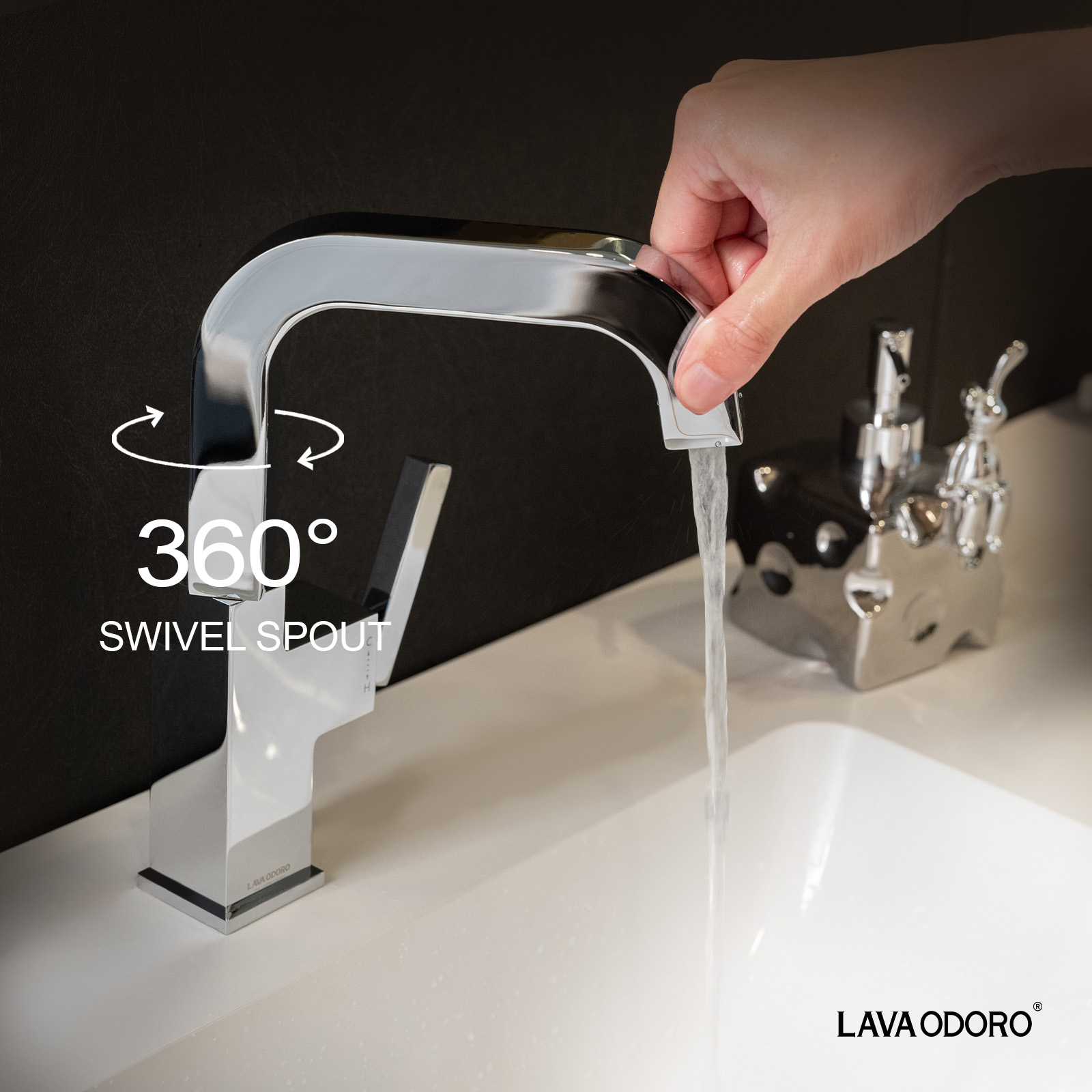 Brass Single Handle Bathroom Faucet with 360° Swivel Spout BF204 - Lava Odoro-LAVA ODORO