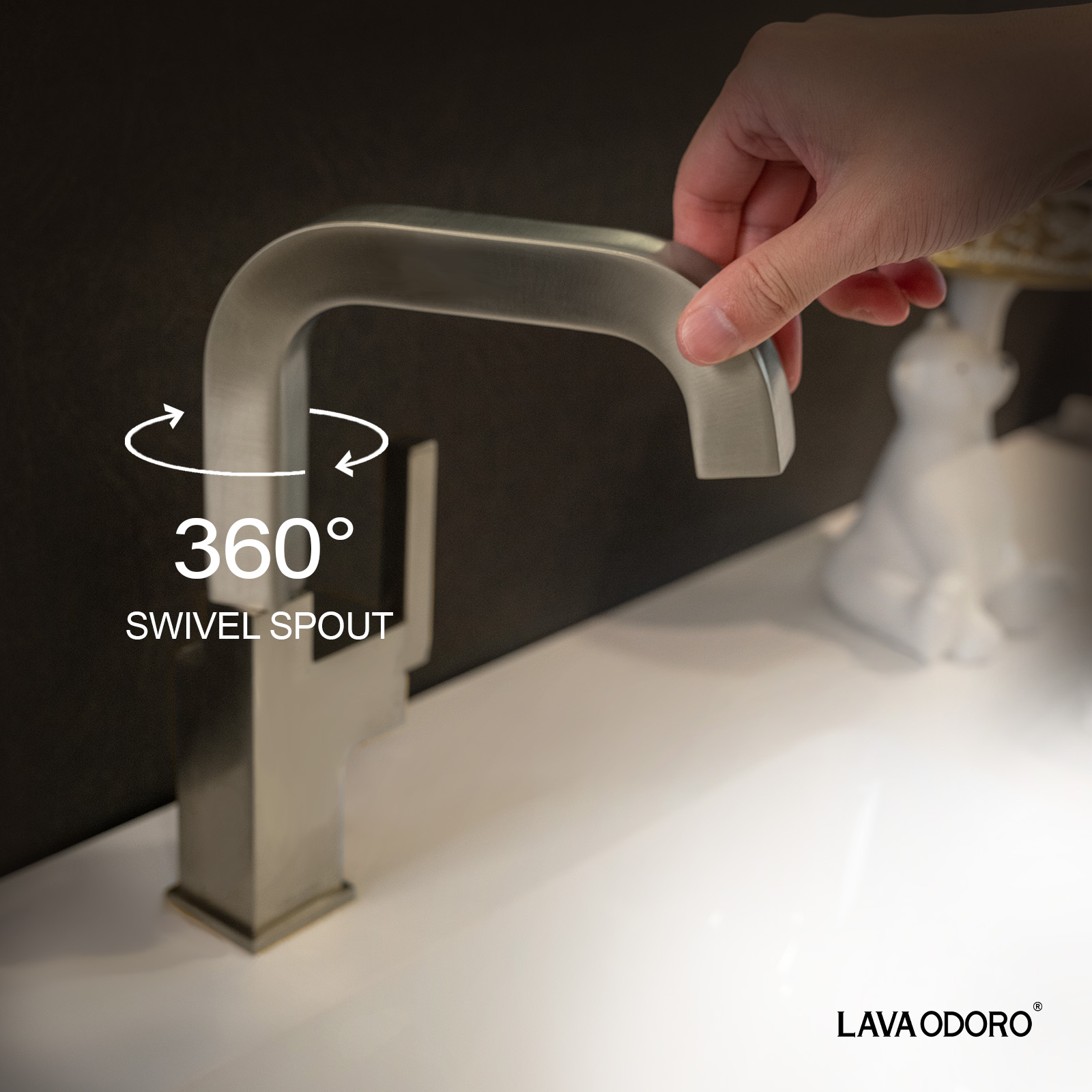 Brass Single Handle Bathroom Faucet with 360° Swivel Spout BF204 - Lava Odoro-LAVA ODORO