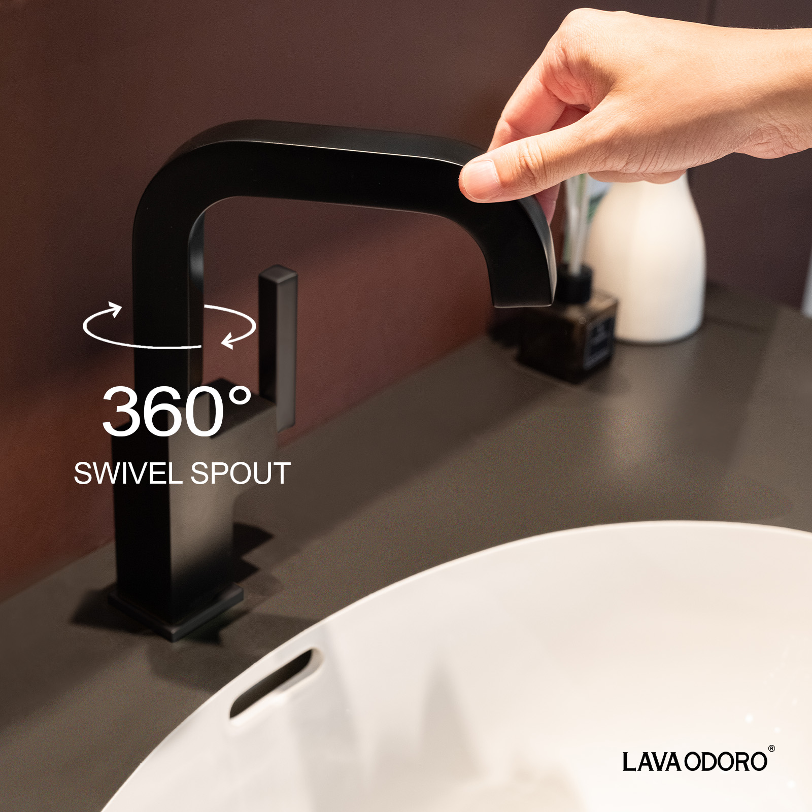 Brass Single Handle Bathroom Faucet with 360° Swivel Spout BF204 - Lava Odoro-LAVA ODORO
