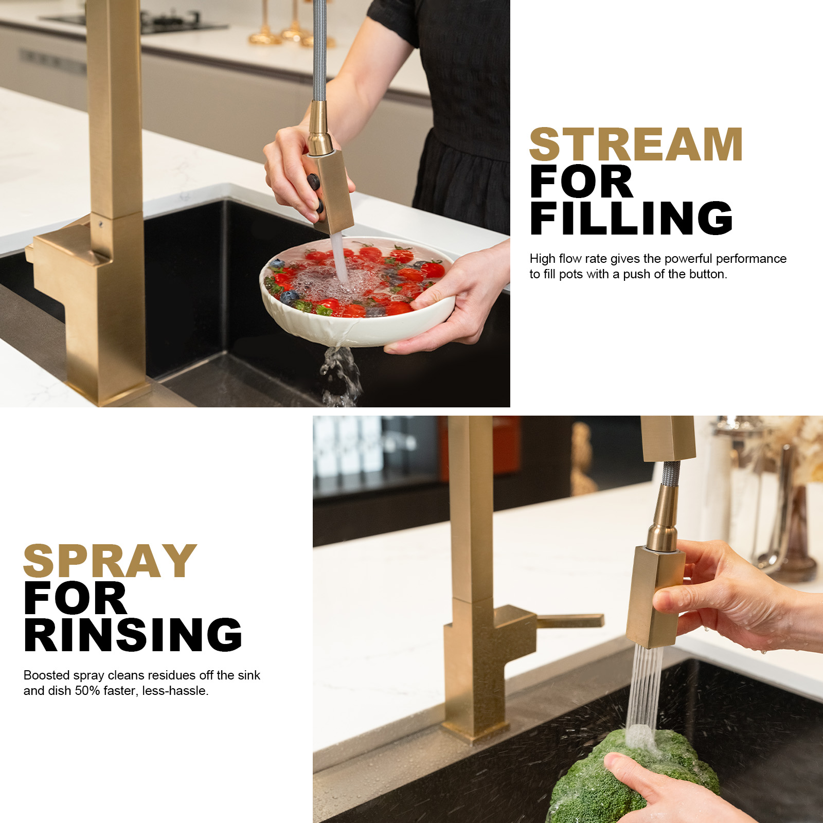 Magnetic Pull Down Kitchen Faucet, KF182 - LAVA ODORO
