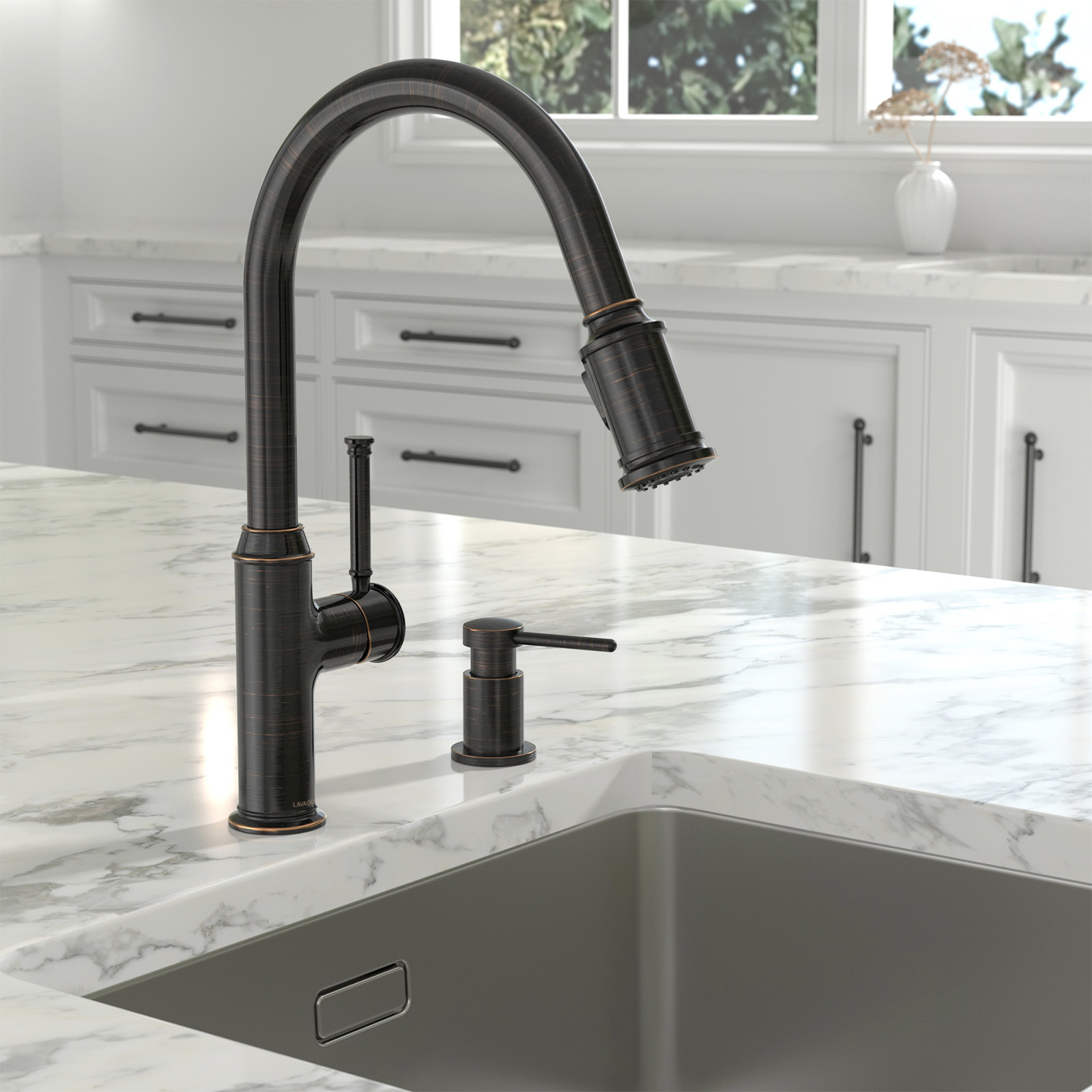 Kitchen Faucet with Soap Dispenser, Oil Rubbed Bronze, Lava Odoro