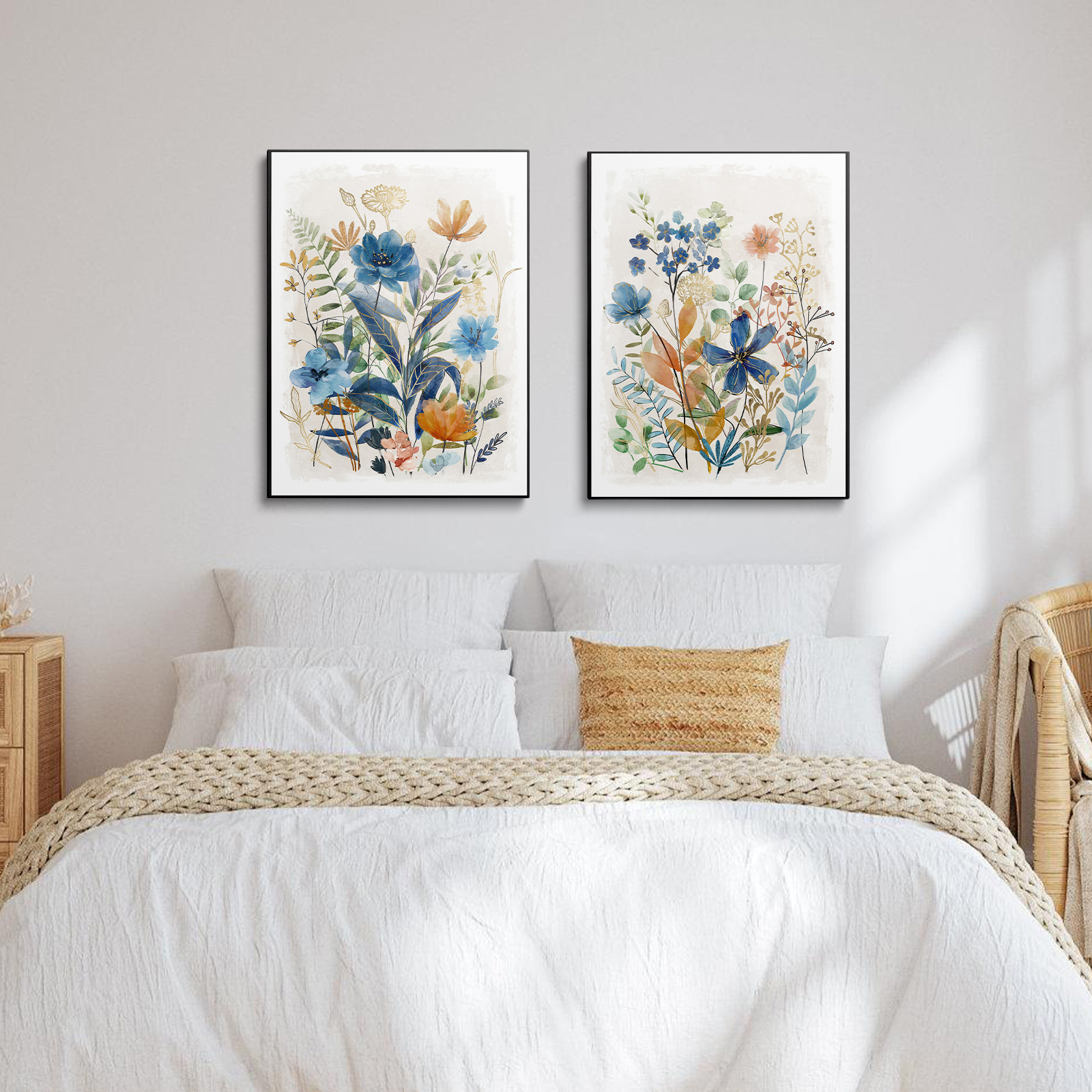 Blooming Bluebonnets and Weeds Framed On Canvas 2-Piece - Lava Odoro-LAVA ODORO