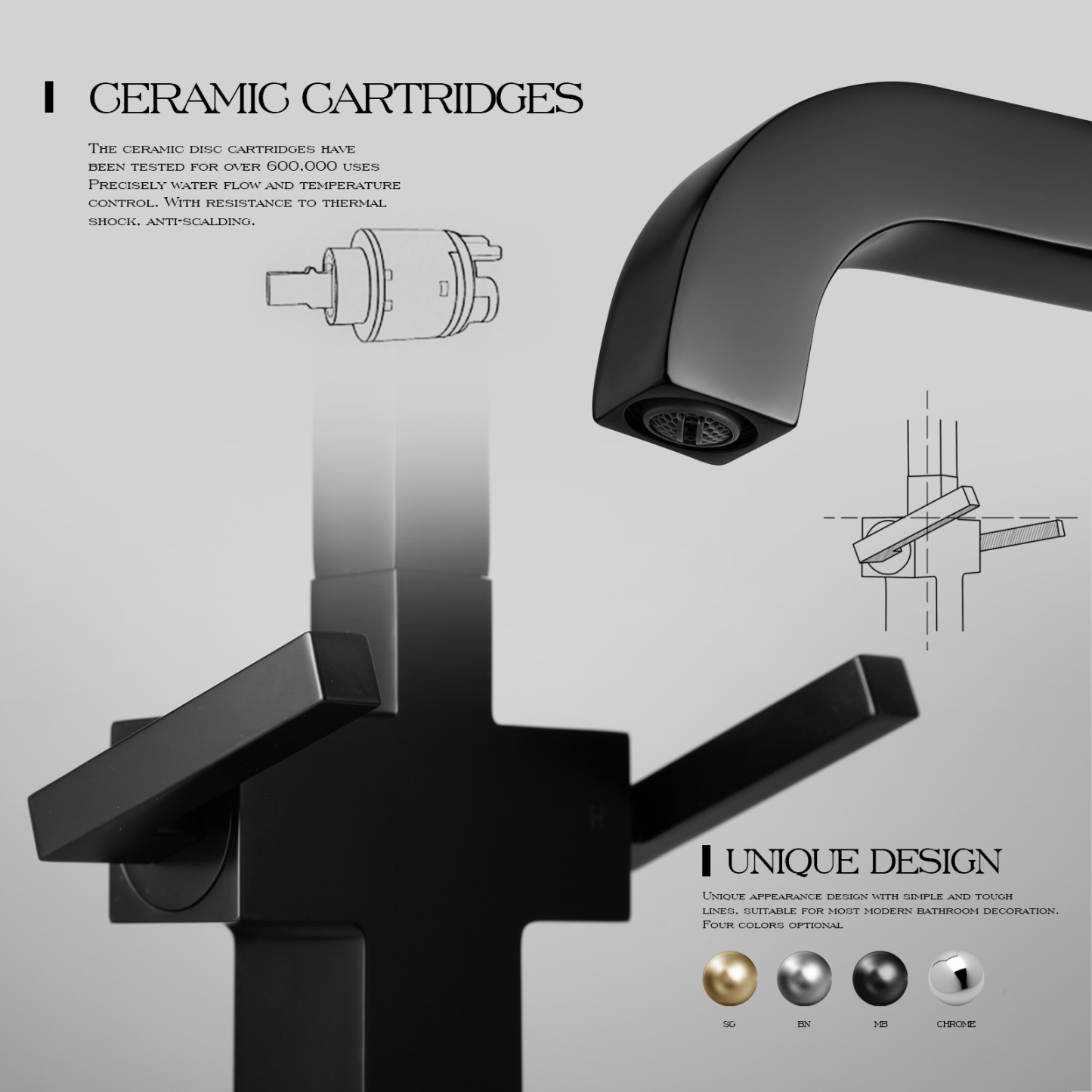Bathroom Faucet Single Hole Two Handle Bathroom Sink Faucet High Arc Swivel BF705 I Lava Odoro -LAVA ODORO