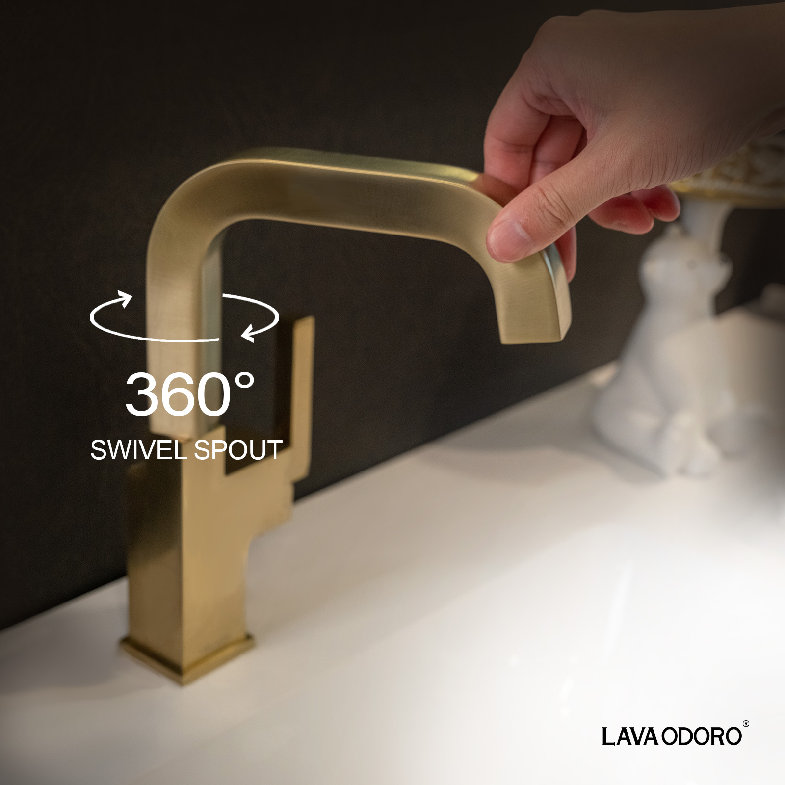 Brass Single Handle Bathroom Faucet with 360° Swivel Spout BF204 - Lava Odoro-LAVA ODORO