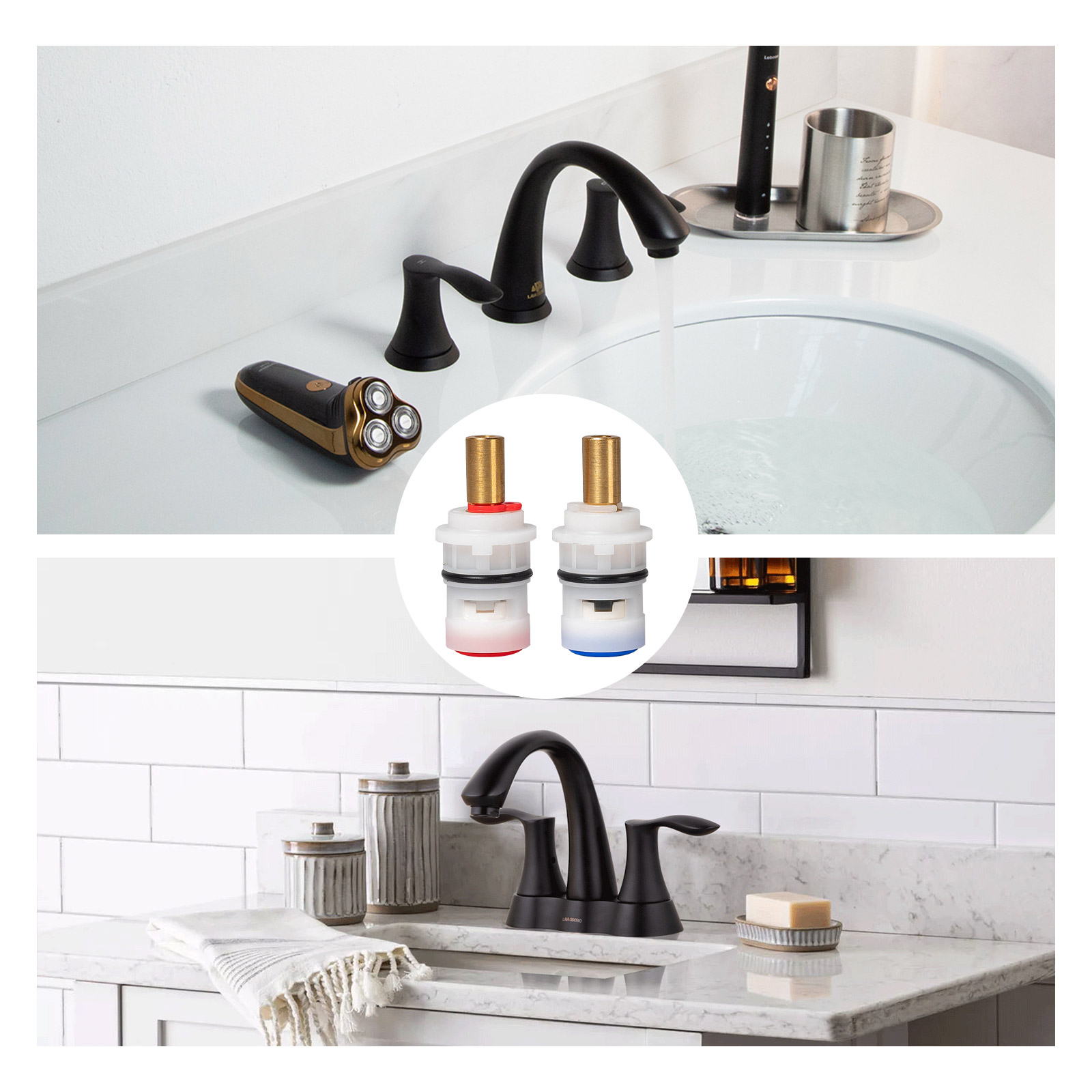 1 Pair Faucet Valve Replacement Ceramic Disc Cartridge for (Hot and Cold) for Model BF405, BF423-LAVA ODORO