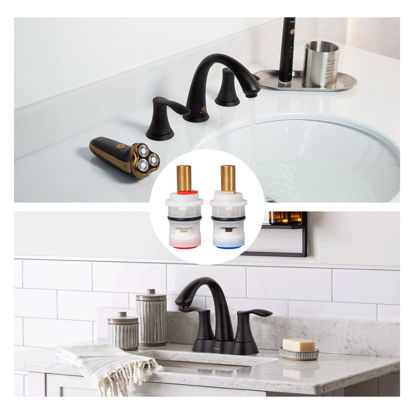 1 Pair Faucet Valve Replacement Ceramic Disc Cartridge for (Hot and Cold) for Model BF405, BF423-LAVA ODORO