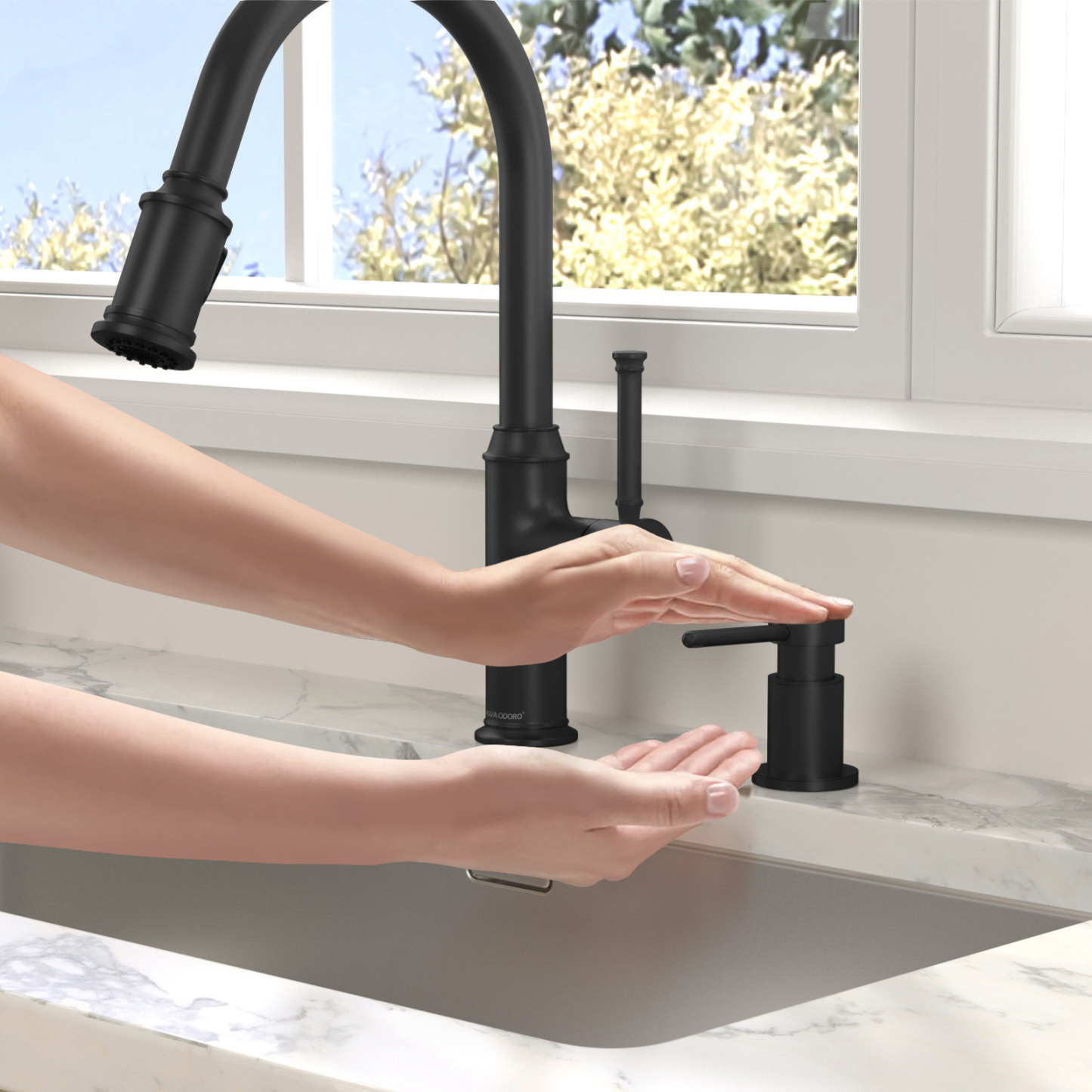 Soap Dispenser for Kitchen Sink, Matte Black, 18 Oz. - Lava Odoro