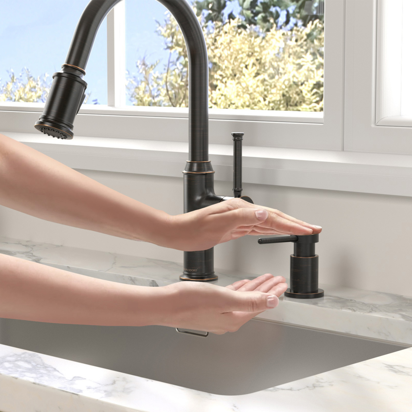Soap Dispenser for Kitchen Sink, Oil Rubbed Bronze, 18 Oz. Lava Odoro