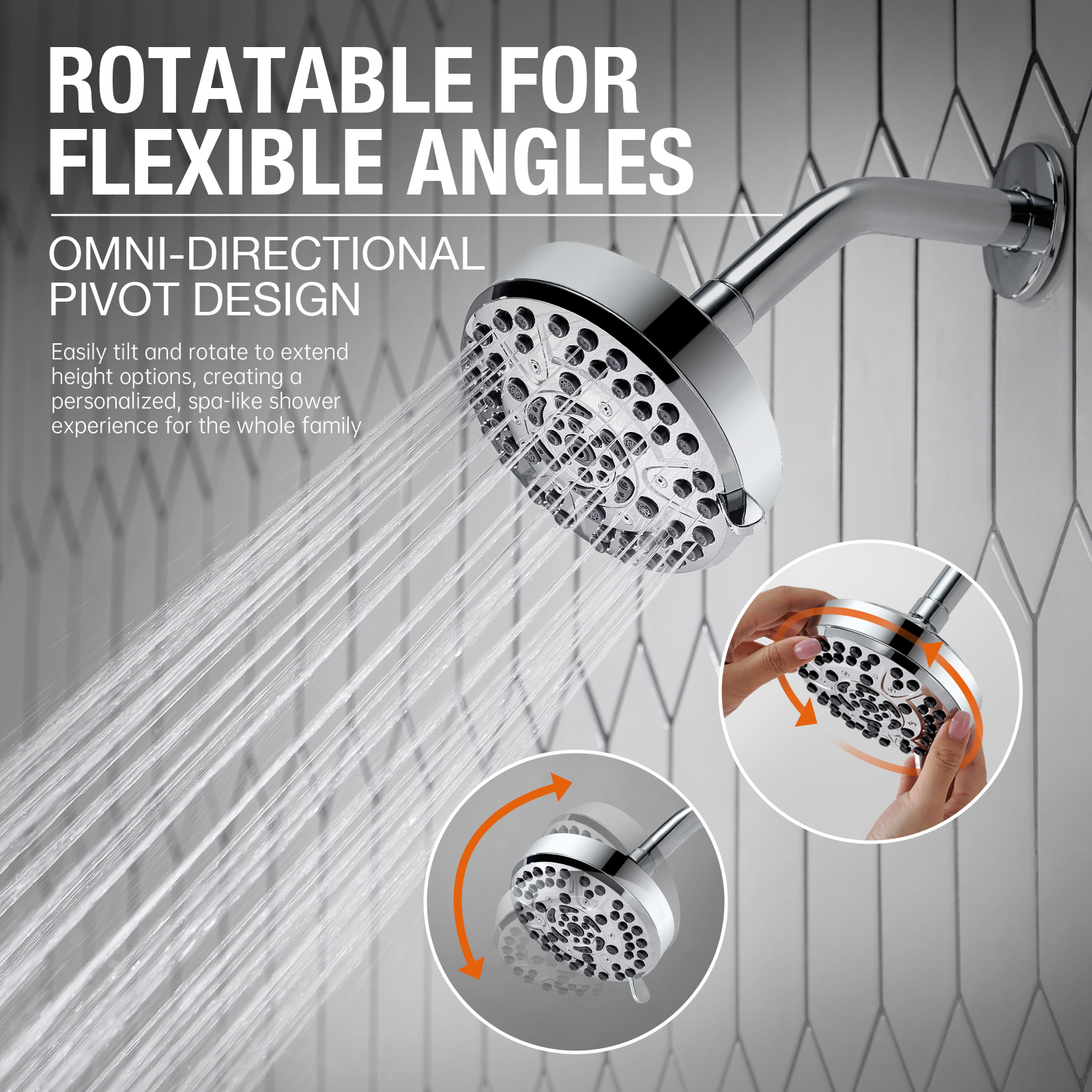 10-Setting Rain Shower Head with High Pressure Spray, SH803