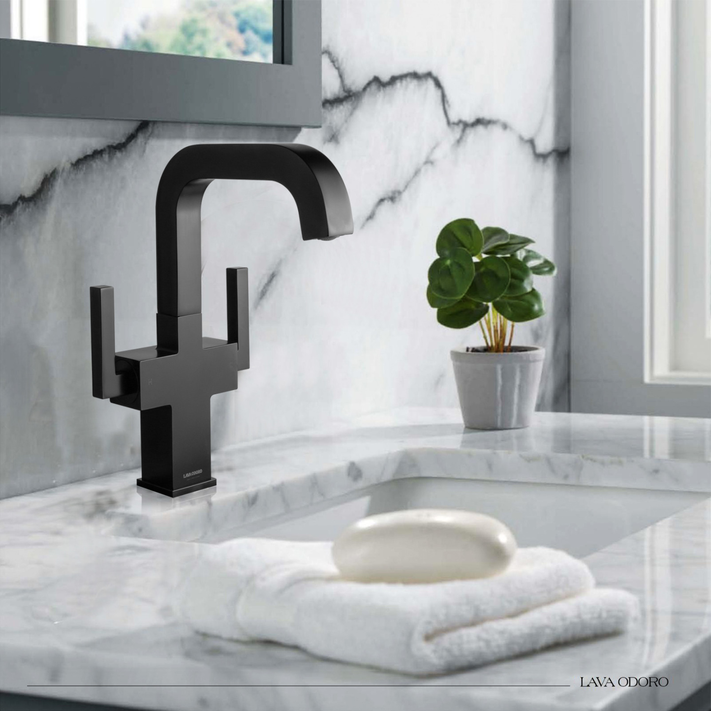 Bathroom Faucet Single Hole Two Handle Bathroom Sink Faucet High Arc Swivel BF705 I Lava Odoro -LAVA ODORO