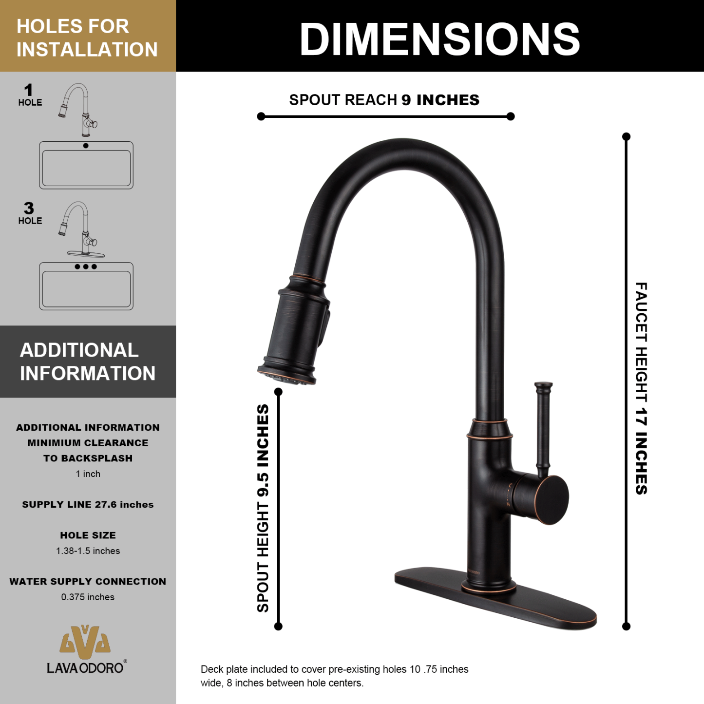 Kitchen Faucet with Soap Dispenser, Oil Rubbed Bronze, Lava Odoro