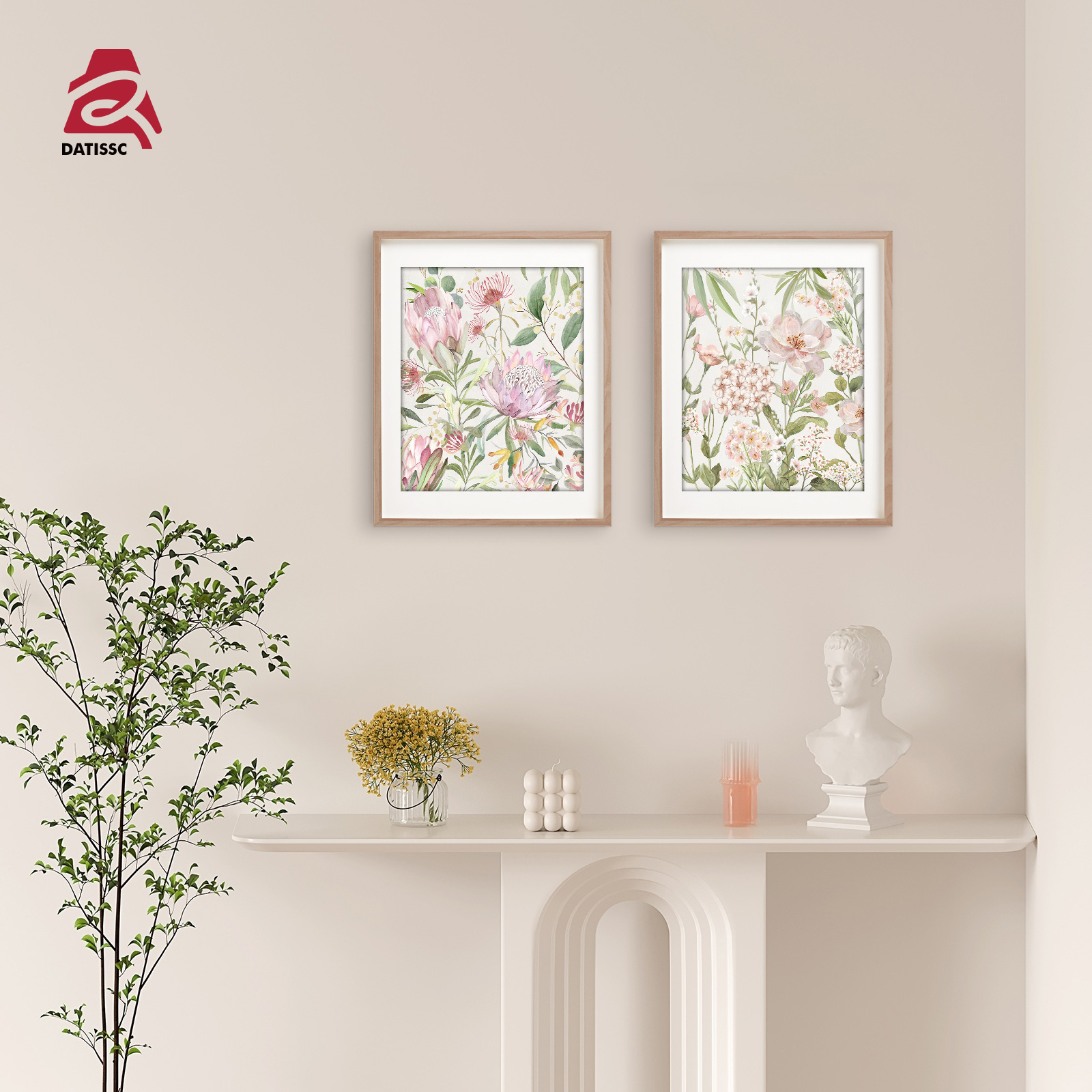 Spring Pink Hydrangea Framed On Canvas 2 Pieces Print - Lava Odoro-LAVA ODORO