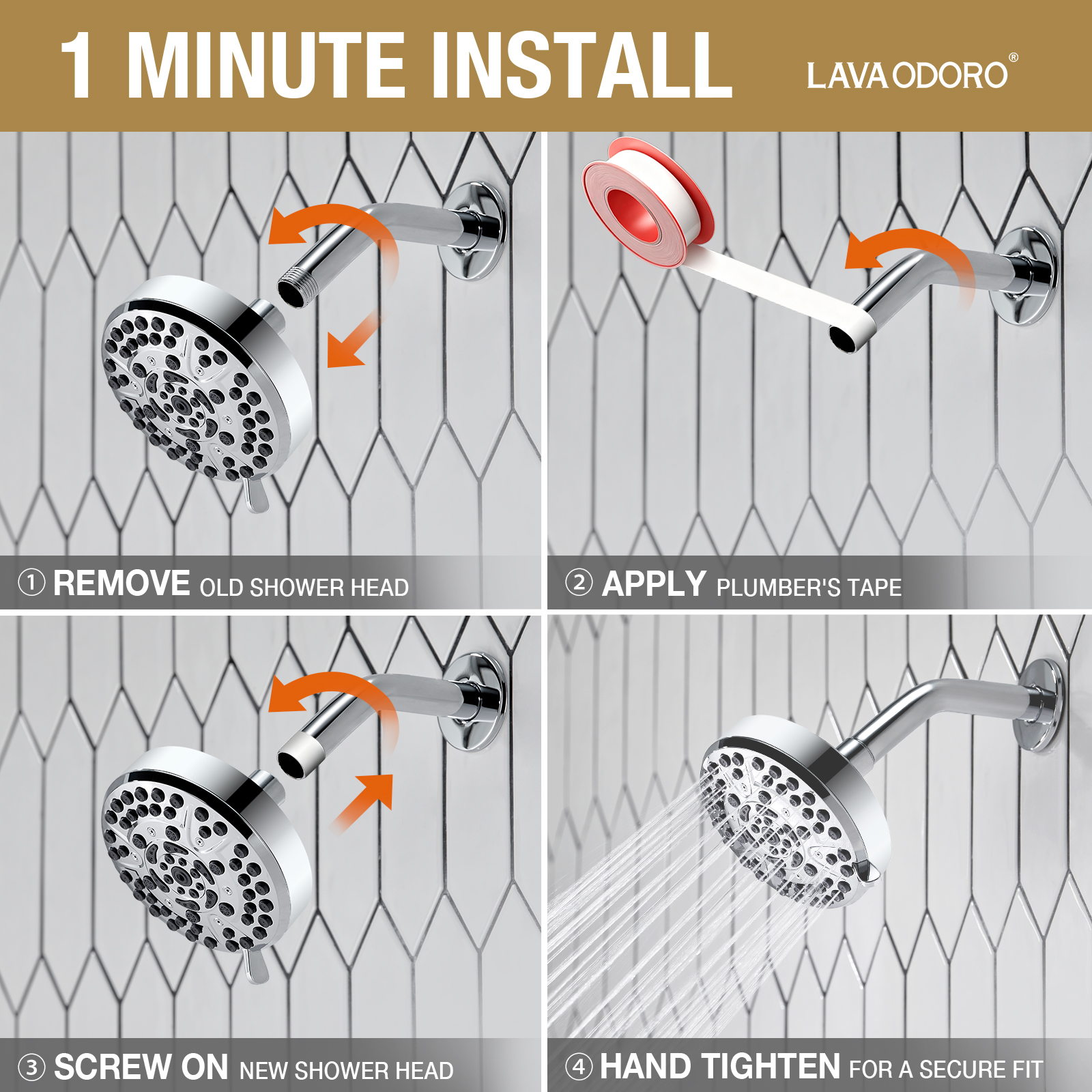 10-Setting Rain Shower Head with High Pressure Spray, SH803