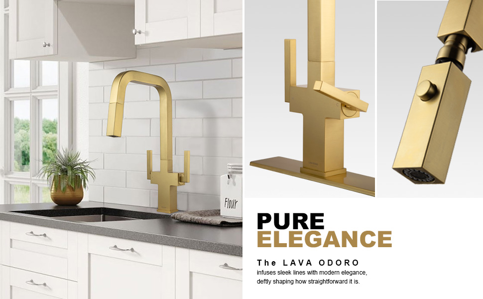 Kitchen Faucet with Pull Down Sprayer KF802 - Lava Odoro -LAVA ODORO