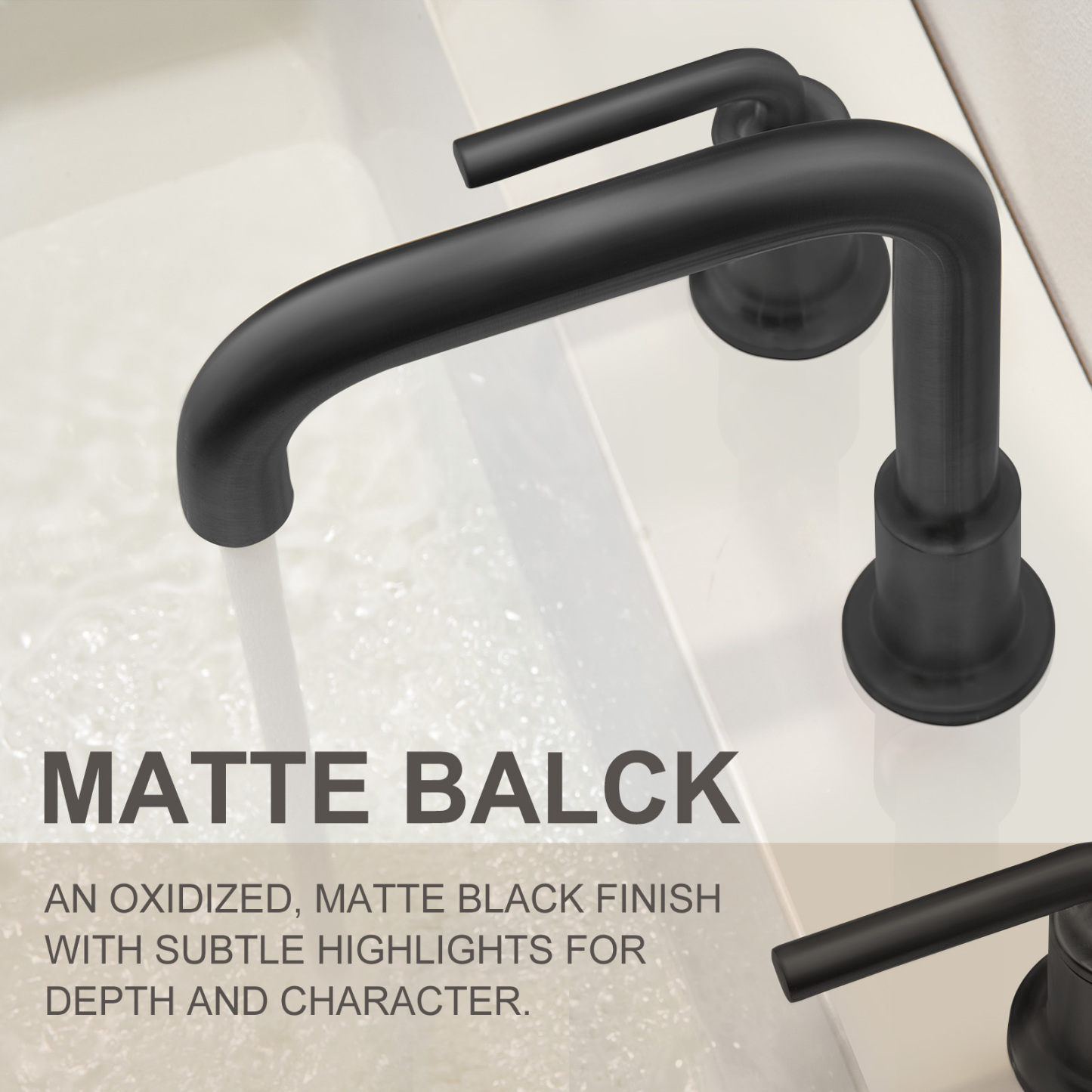 3 Hole Bathroom Faucet with Drain Assembly, Matte Black, BF503, Lava Odoro