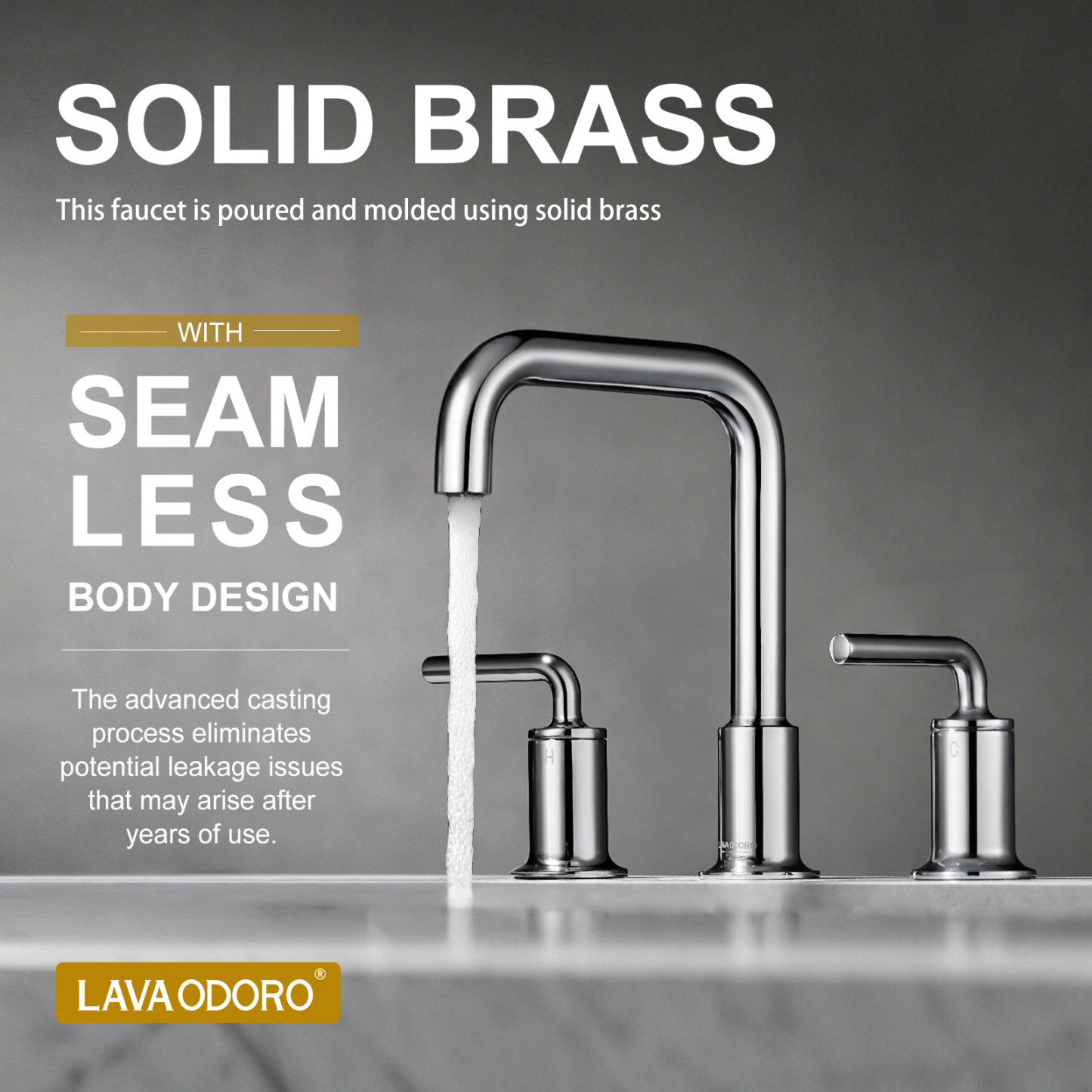 3 Hole Bathroom Faucet with Drain Assembly, Chrome, BF503, Lava Odoro