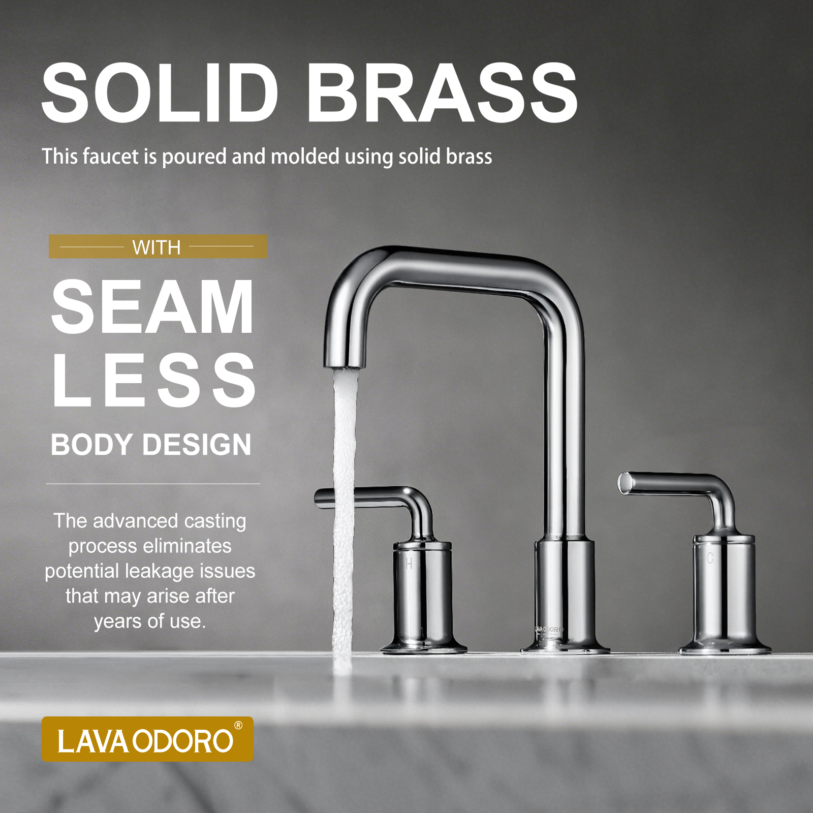 3 Hole Bathroom Faucet with Drain Assembly, Chrome, BF503, Lava Odoro