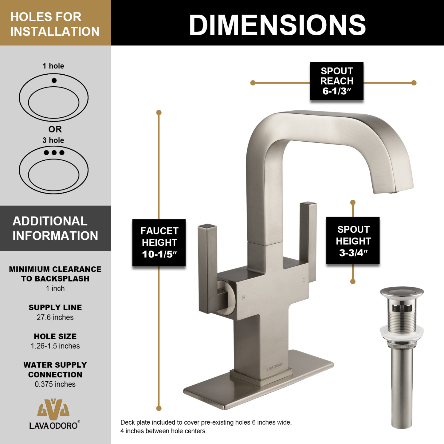 Bathroom Faucet Single Hole Two Handle Bathroom Sink Faucet High Arc Swivel BF705 I Lava Odoro -LAVA ODORO