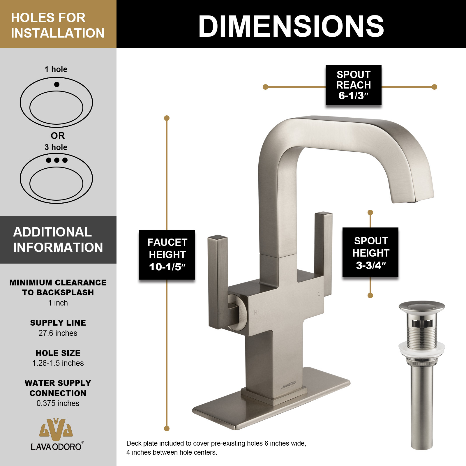 Bathroom Faucet Single Hole Two Handle Bathroom Sink Faucet High Arc Swivel BF705 I Lava Odoro -LAVA ODORO
