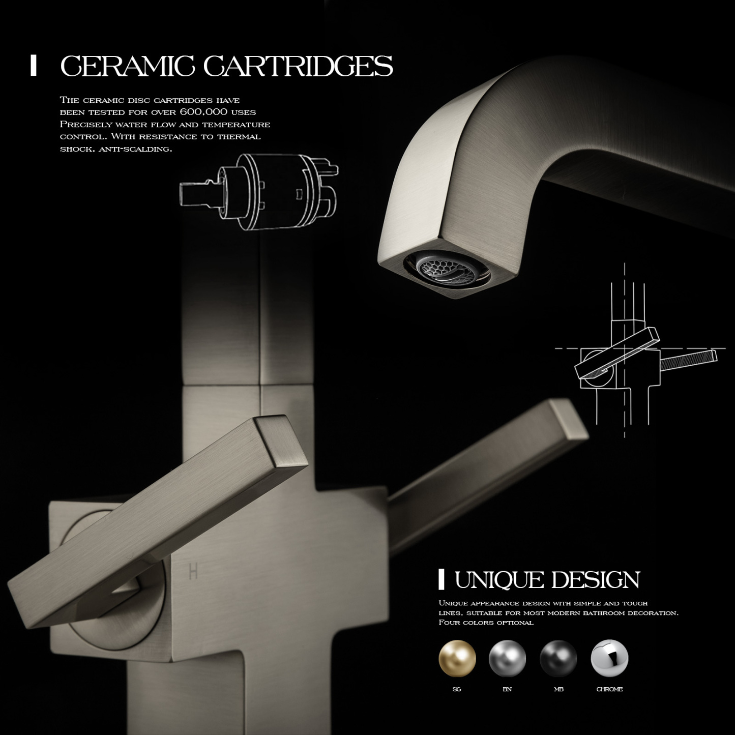 Bathroom Faucet Single Hole Two Handle Bathroom Sink Faucet High Arc Swivel BF705 I Lava Odoro -LAVA ODORO