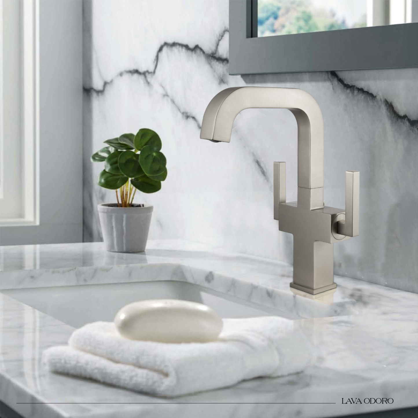 Bathroom Faucet Single Hole Two Handle Bathroom Sink Faucet High Arc Swivel BF705 I Lava Odoro -LAVA ODORO