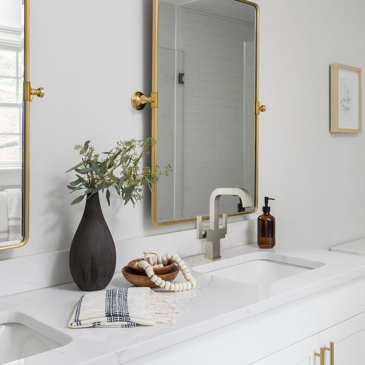 Bathroom Faucet Single Hole Two Handle Bathroom Sink Faucet High Arc Swivel BF705 I Lava Odoro -LAVA ODORO