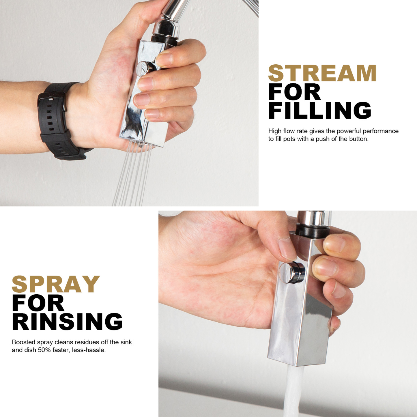 Kitchen Faucet with Pull Down Sprayer KF802 - Lava Odoro -LAVA ODORO