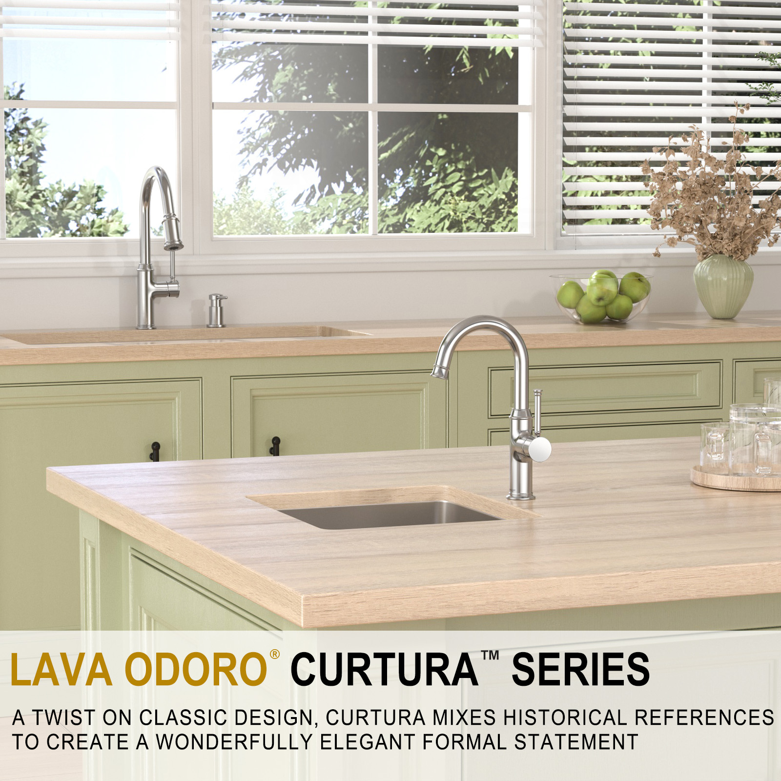 Kitchen Bar Faucet, Chrome, KBF201, Lava Odoro