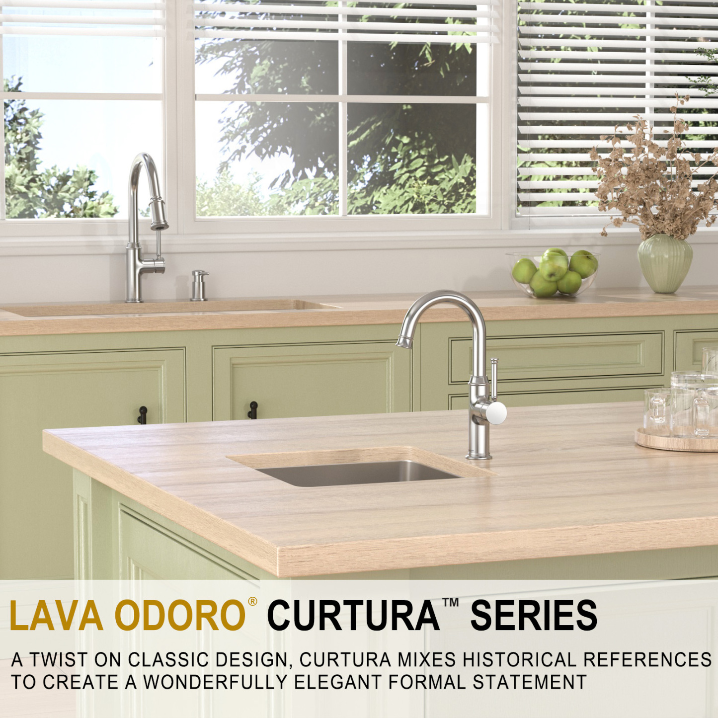 Kitchen Bar Faucet, Chrome, KBF201, Lava Odoro