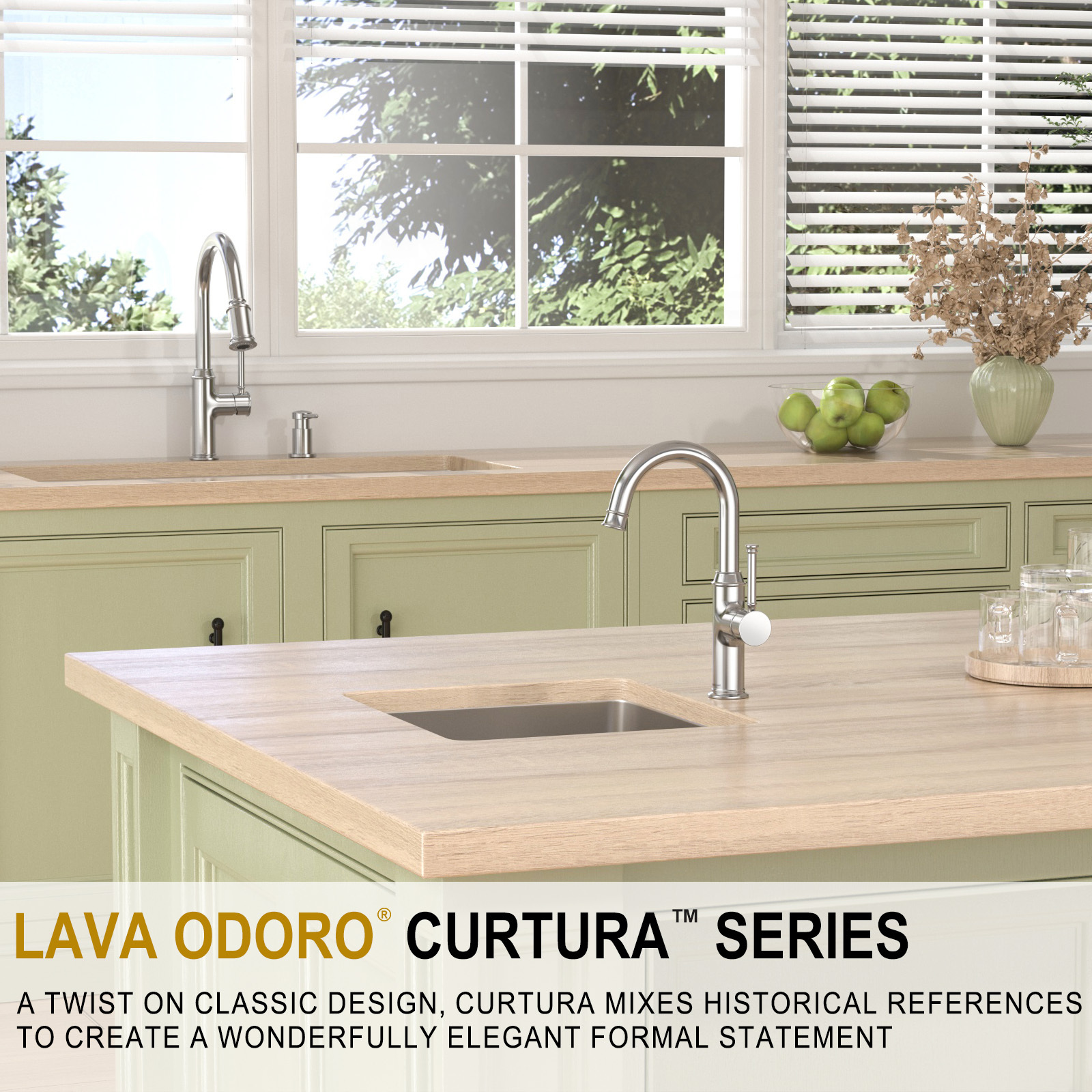 Kitchen Bar Faucet, Chrome, KBF201, Lava Odoro