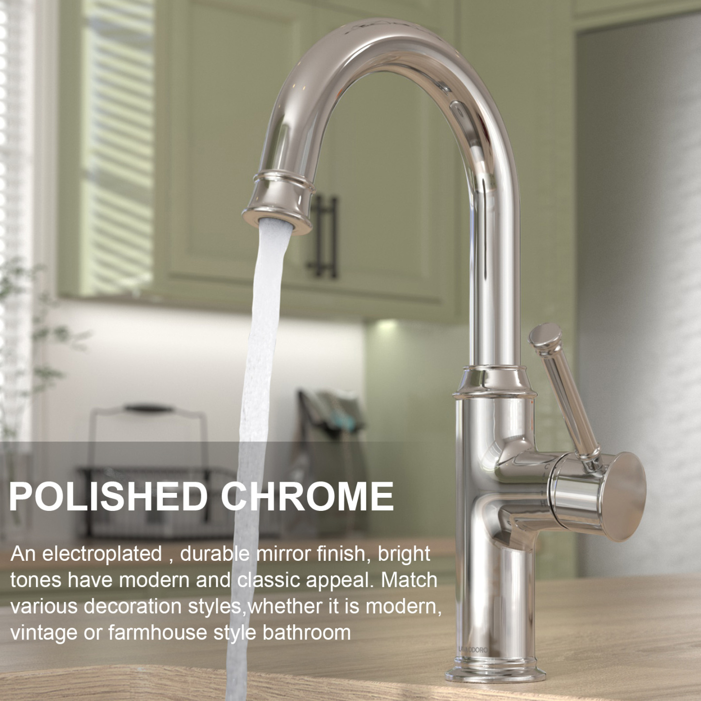 Kitchen Bar Faucet, Chrome, KBF201, Lava Odoro